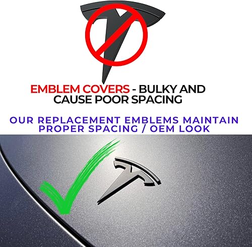 Miniatura 5 de EVMIZE Tesla Model 3 Modelo Y T Logo Tesla Letras Dual Motor Emblema Metal (con Motor Dual)