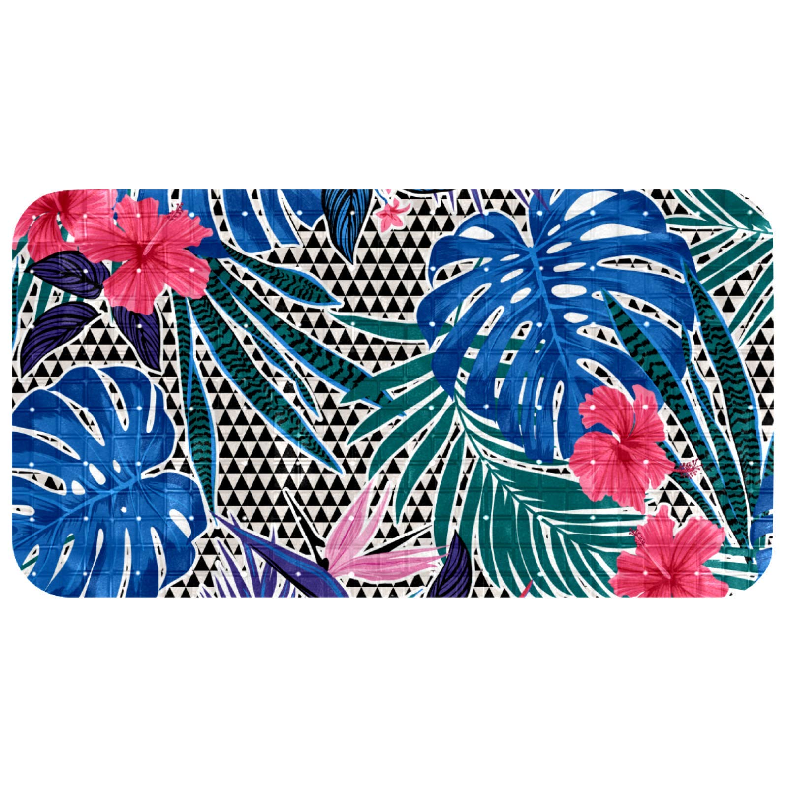 Tapis de salle de bain 37 x 67 cm motif exotique en PVC sans phtalate