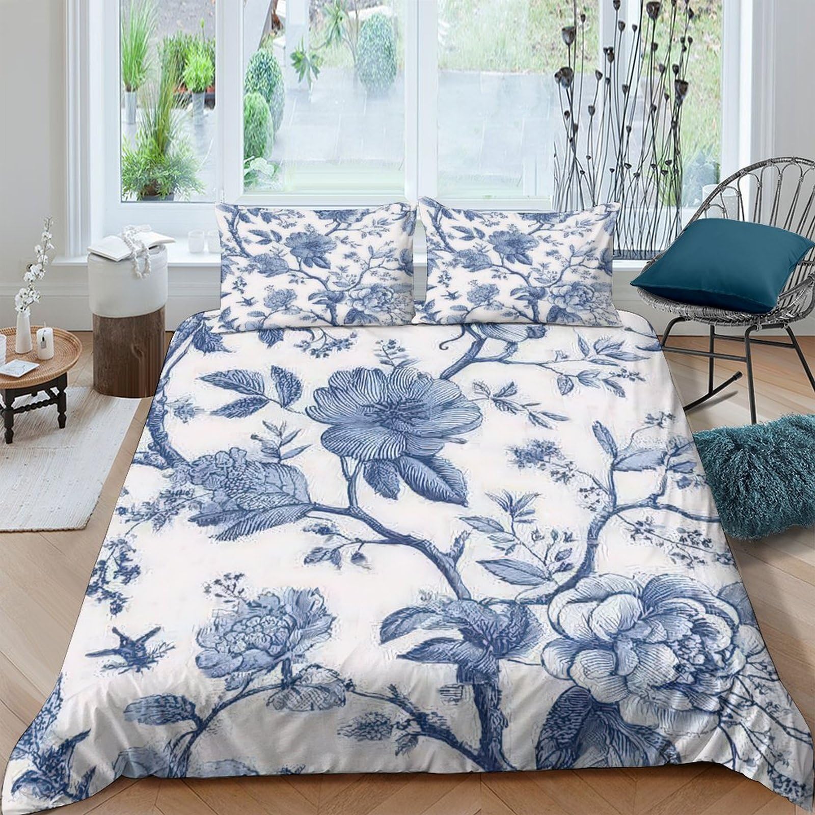 Housse de couette imprimée 3D florale pour une chambre parentale zen