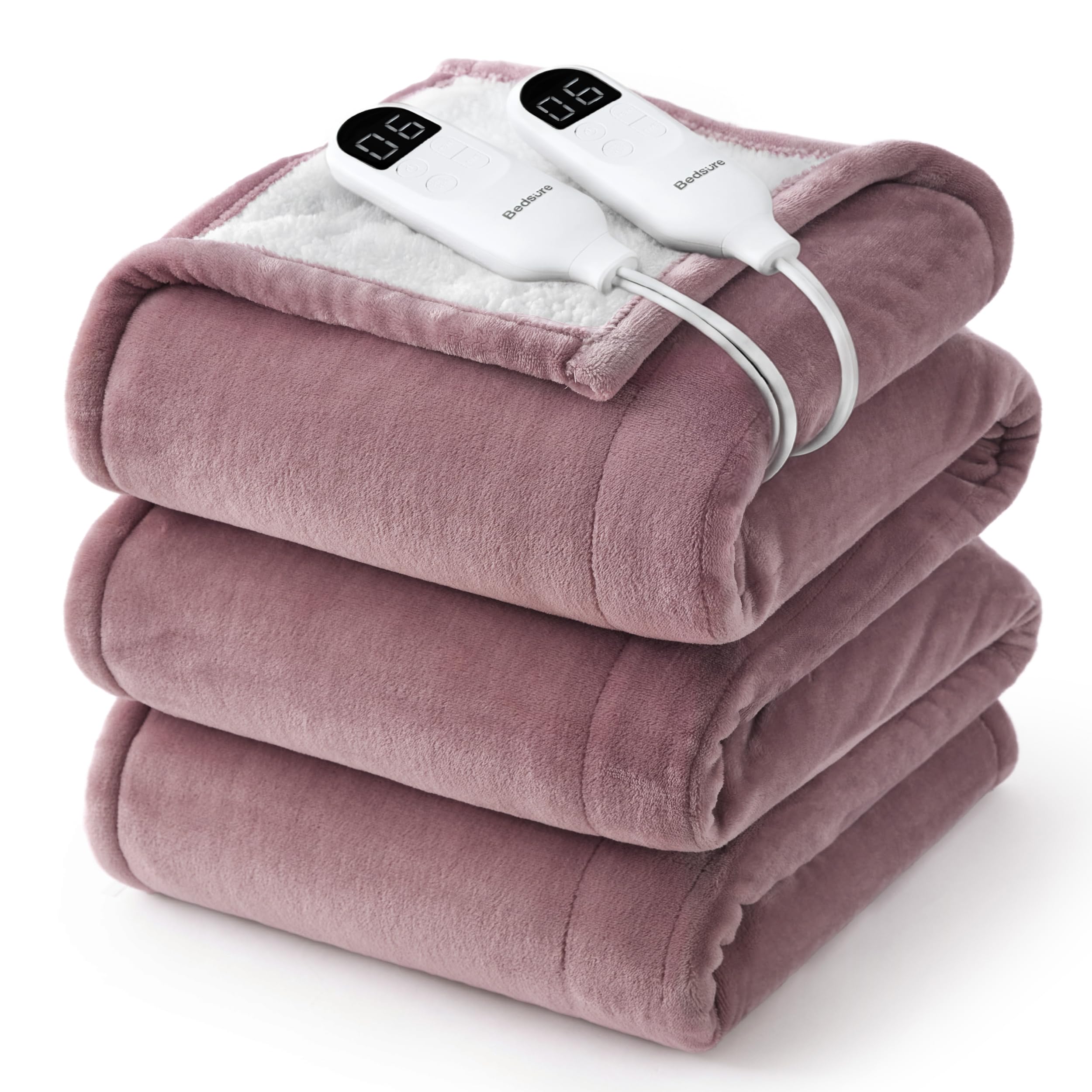 Bedsure Heated Blanket King Size, Dual Control Electric Blanket, Pink