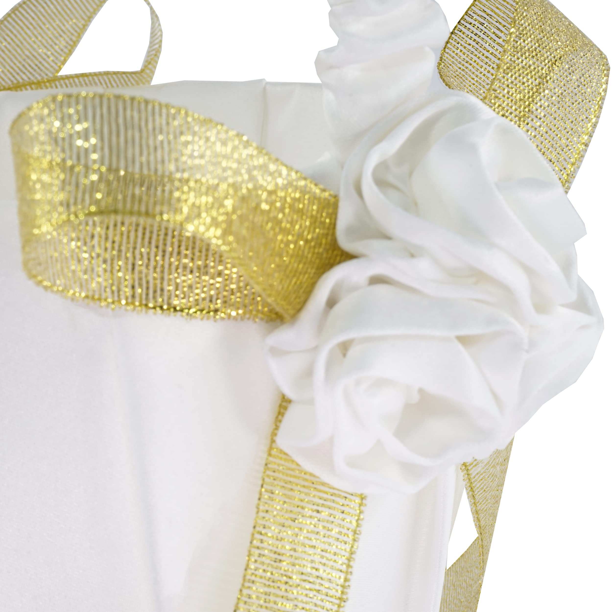 EinsSein 2 cestini da spargere per matrimonio, dorati - 17x26x13 Petali cestini da Sposa Fiore in Raso Confetti Cesto Damigella Bambina Vimini con Manico Porta Rivestiti