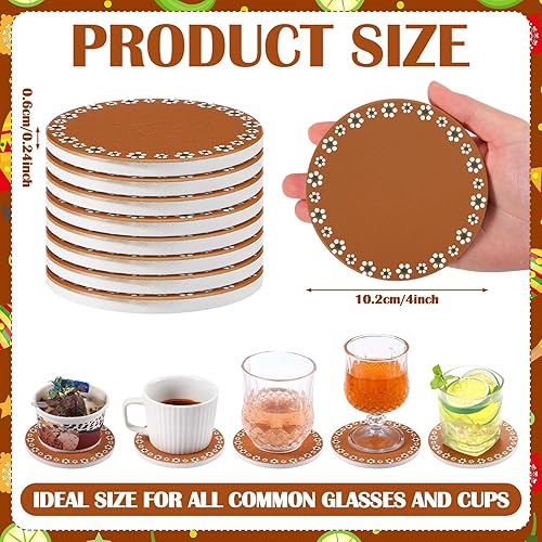 Miniatura 2 de Patelai 8 posavasos mexicanos Barro para bebidas, decoración mexicana del hogar, base de corcho de cerámica de 4 pulgadas, resistentes al calor,