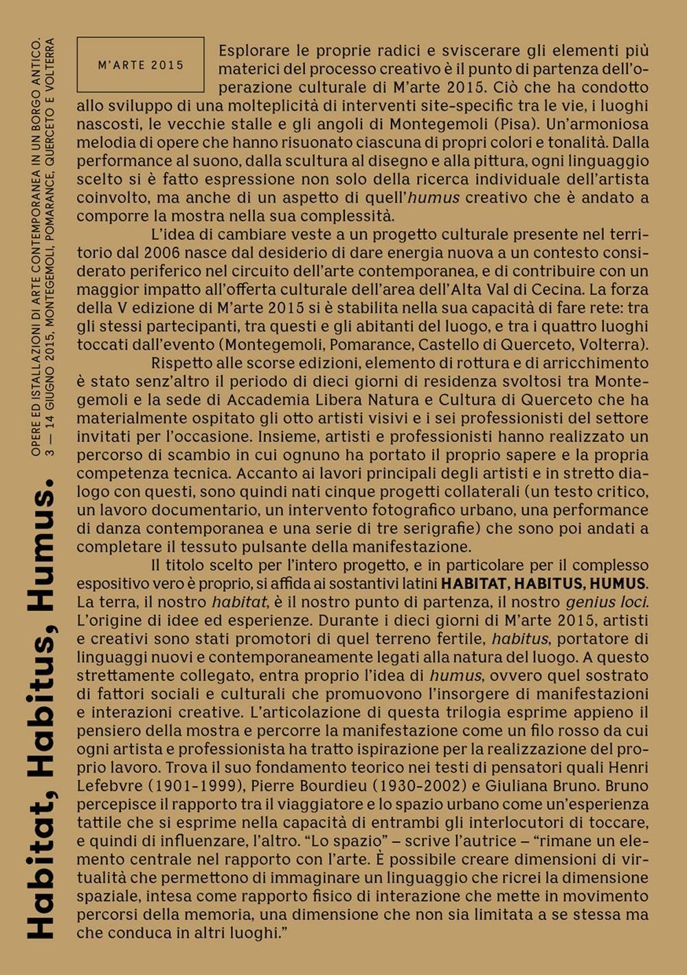 M’Arte 2015 la poésie de l'art contemporain en Toscane antique