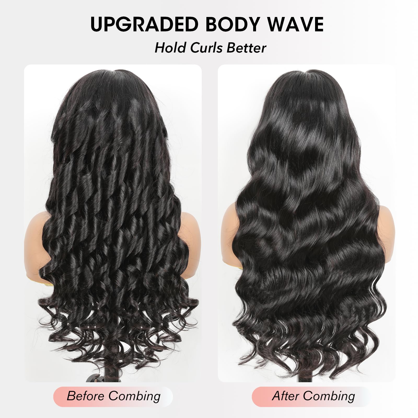 250 Density Layered Curtain Bangs Face-Framing 6x6 Glueless Drawstring Wigs Human Hair Pre Plucked Pre Cut HD Lace Loose Body Wave Lace Front Wigs Ready to Wear Wigs Glueless Human Hair 24 Inch - Image 4