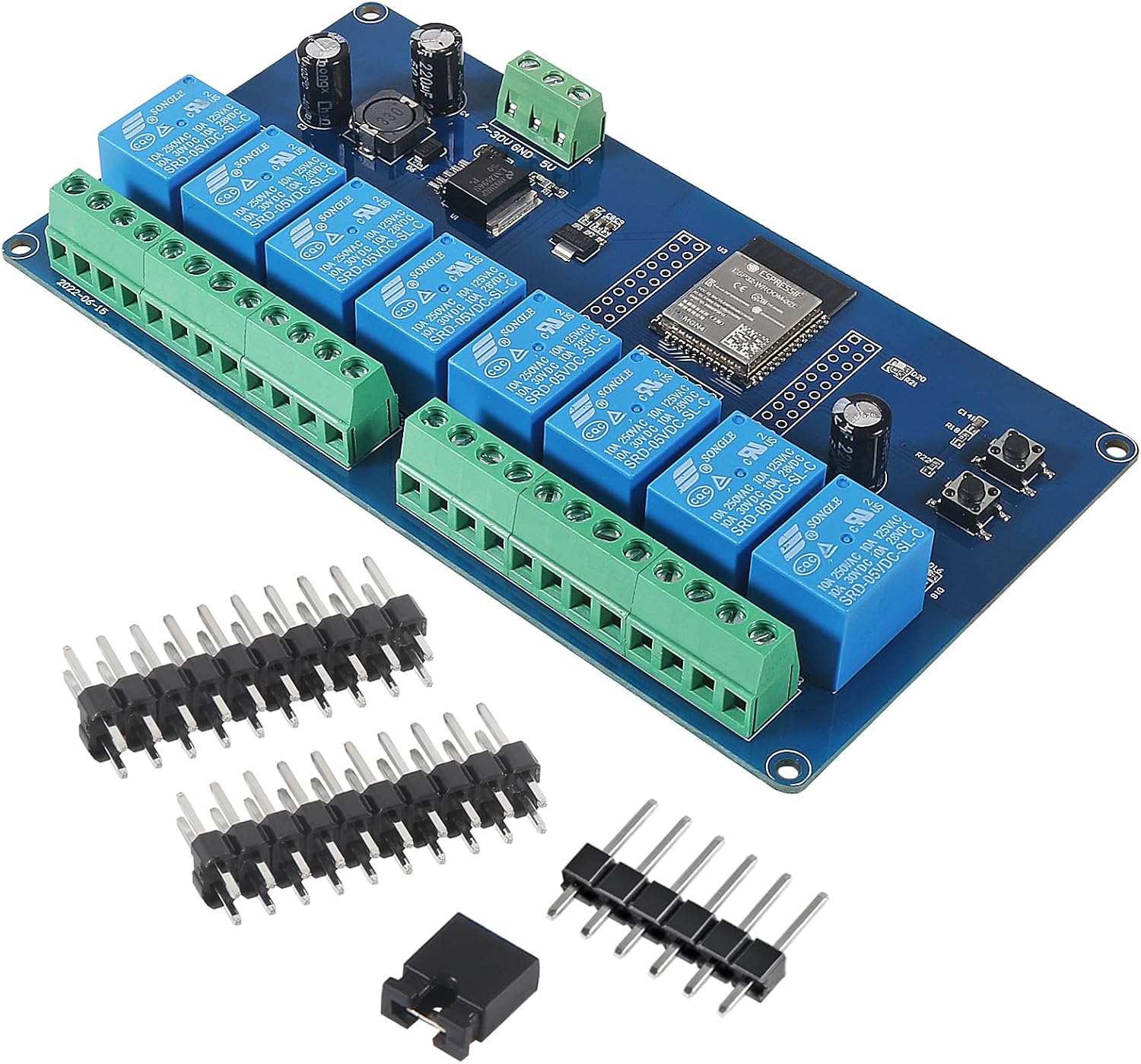 2pcs AC/DC Power Supply ESP32 Development Board Programmable Development Board Wireless WiFi 8 Way Channel 5V Relay Module ESP32-WROOM-32E for Arduino