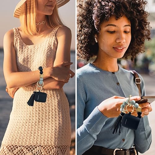 Vista 48 de Funda compatible con AirPods, funda protectora de silicona suave con llavero de pulsera, compatible con Apple AirPods de 2ª