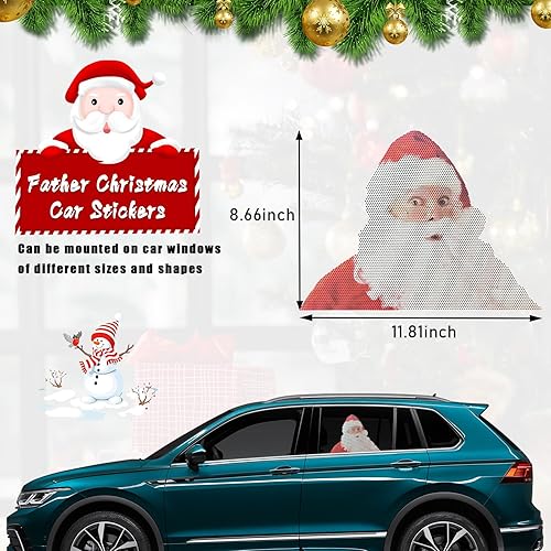 Miniatura 10 de Calcomanía navideña para ventana trasera del automóvil, divertida calcomanía para ventana de automóvil con Papá Noel, decoración autoadhesiva de PVC