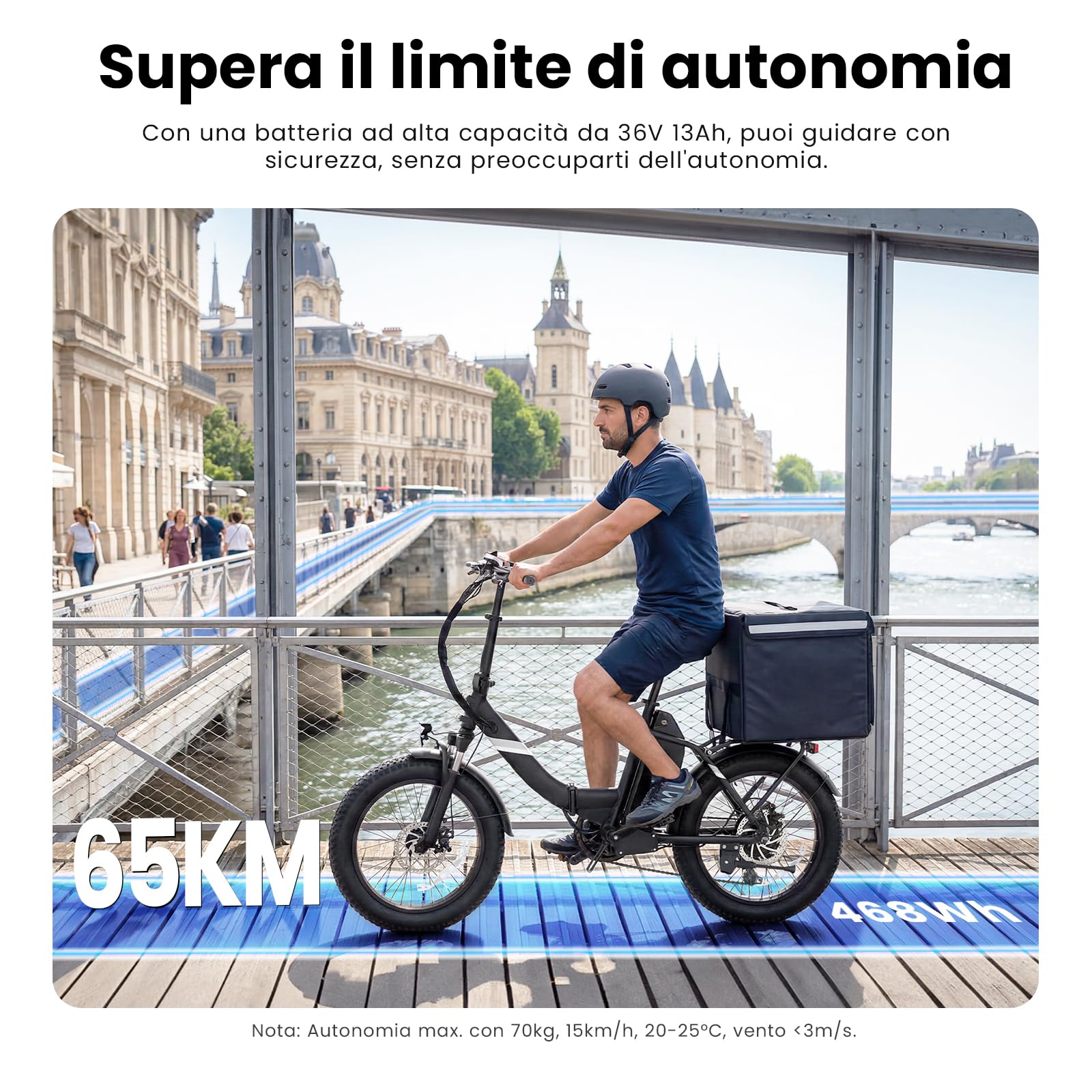 Touroll Bicicletta Elettrica, S3/S3 Pro Bici Elettrica pieghevole, 20"×3.0" fat bike elettrica, Autonomia 195 KM, Forcella Ammortizzata,Batteria Rimovibile