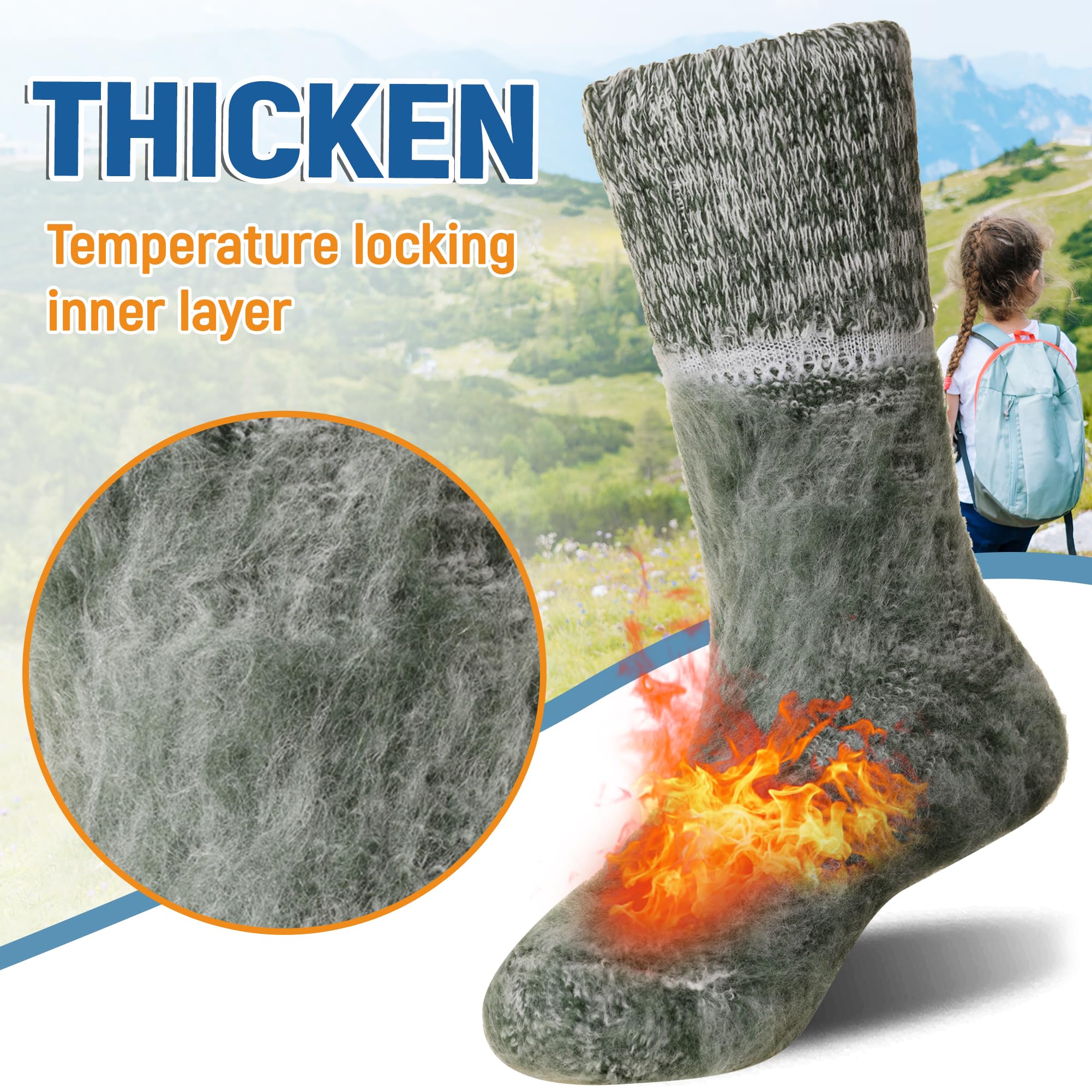 Calcetines térmicos de senderismo para niños, gruesos, suaves, cálidos, térmicos, para snowboard, niños y niñas, 4 pares