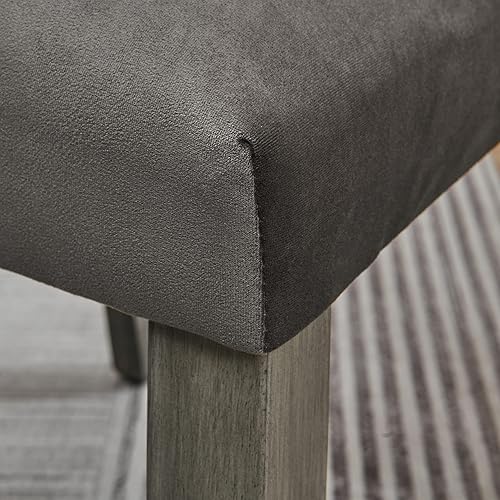 Miniatura 7 de Juego de 2 sillas de comedor de madera maciza con asiento tapizado de franela, sillas laterales con respaldo alto, sillas de cocina de 39 pulgadas,