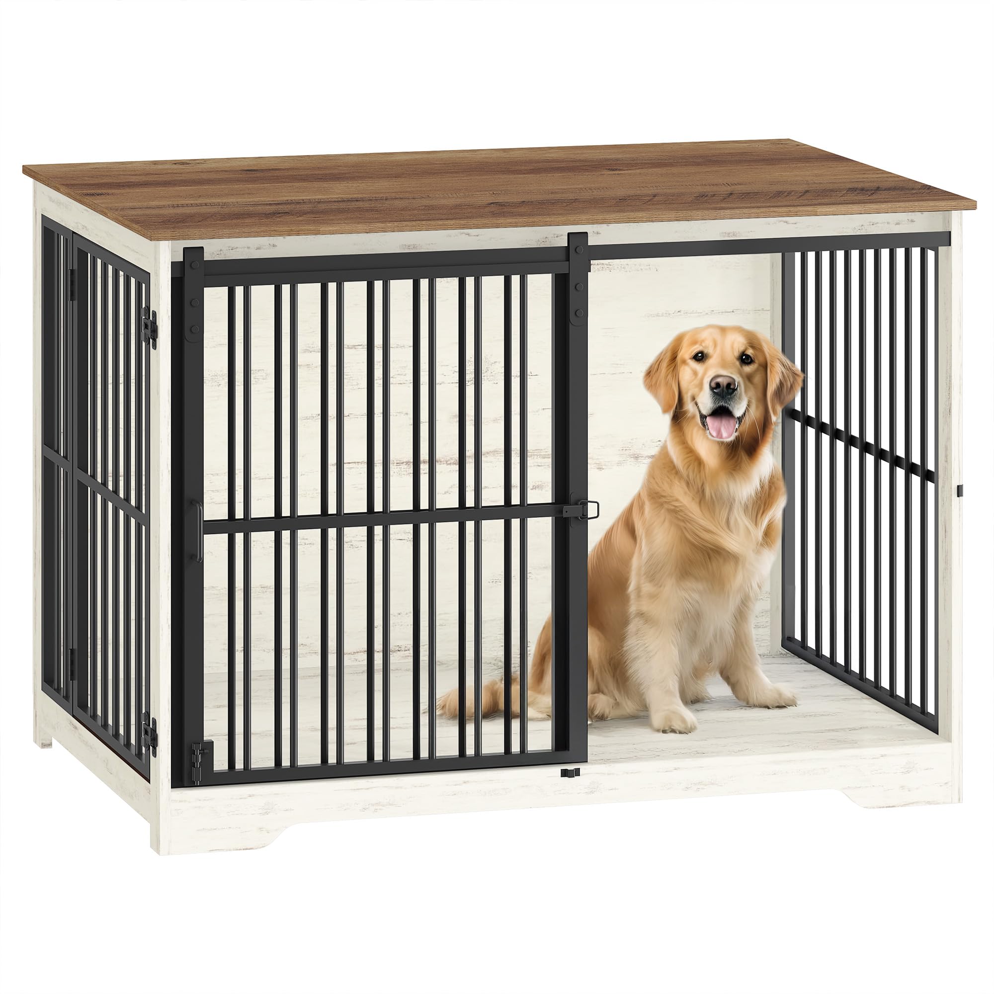 Hzuaneri Hundekäfig Möbel, 110 cm Hundebox, 2 Türen, Moderne Hundekäfig