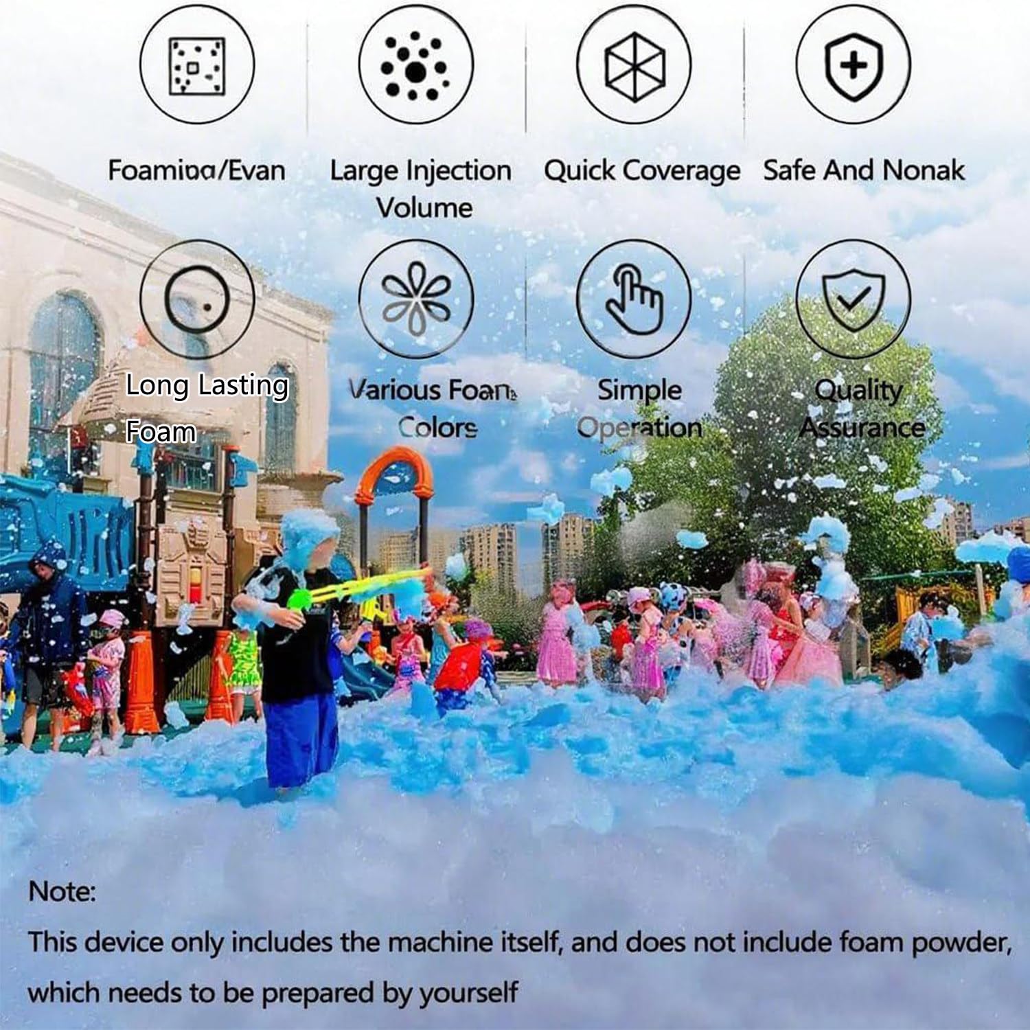 3000-W-Party-Schaumspender, Schaummaschine für Partys,Nebel-Seifenblasenkanone,mit Wassertank,für Garten,Pool, Indoor,Geburtstage,Feiern und Gartenpartys