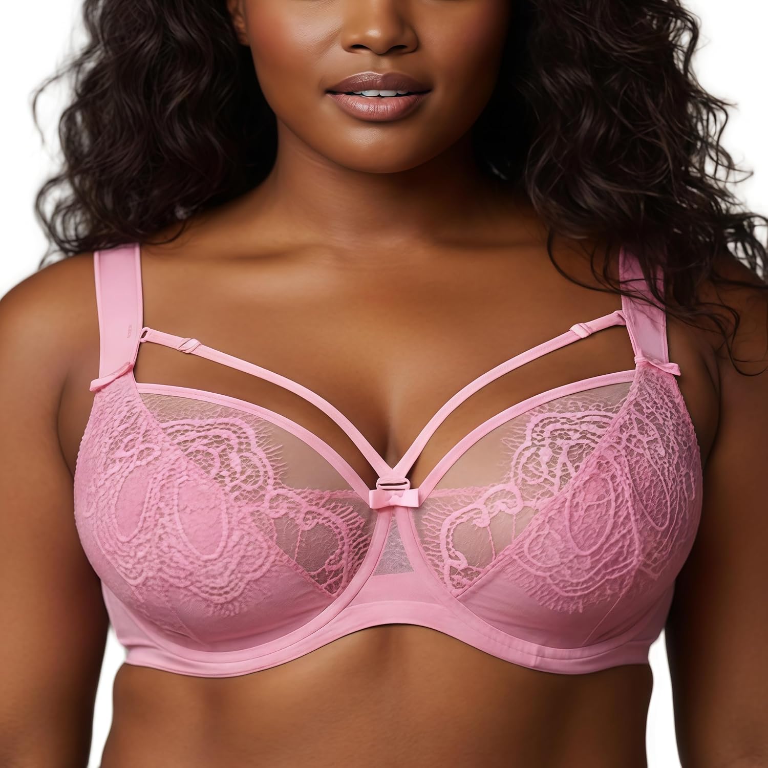 Curves Plus Size Lace Underwire Bra Full Coverage Supportive Non Padded Comfort Bras