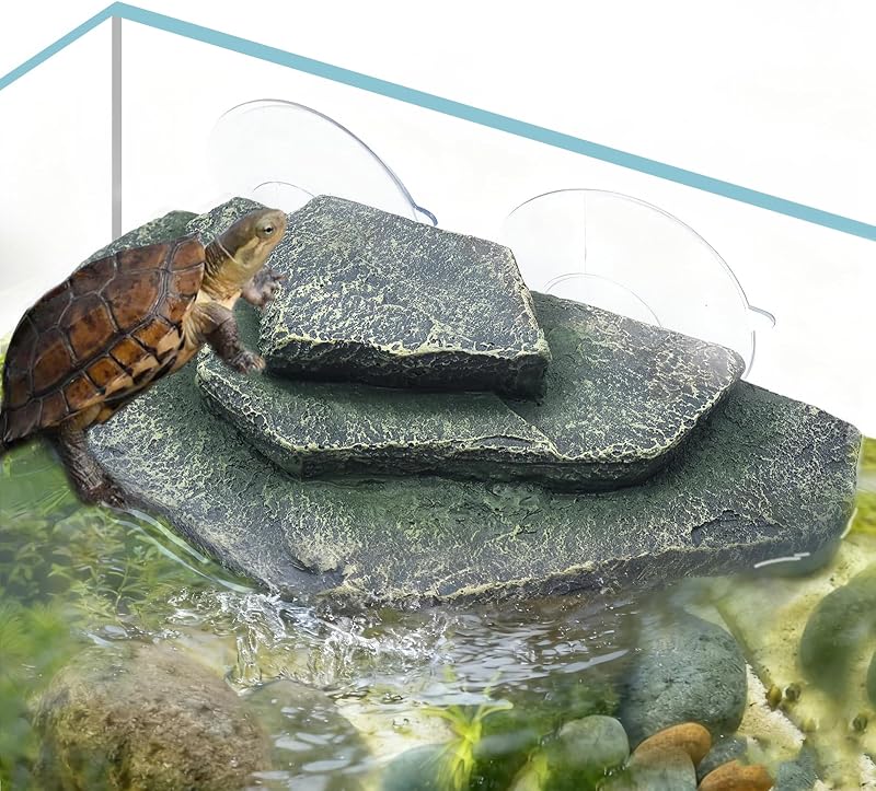 Plataforma Flutuante para Tartarugas em Resina com Design de Pedra kathson GF0096