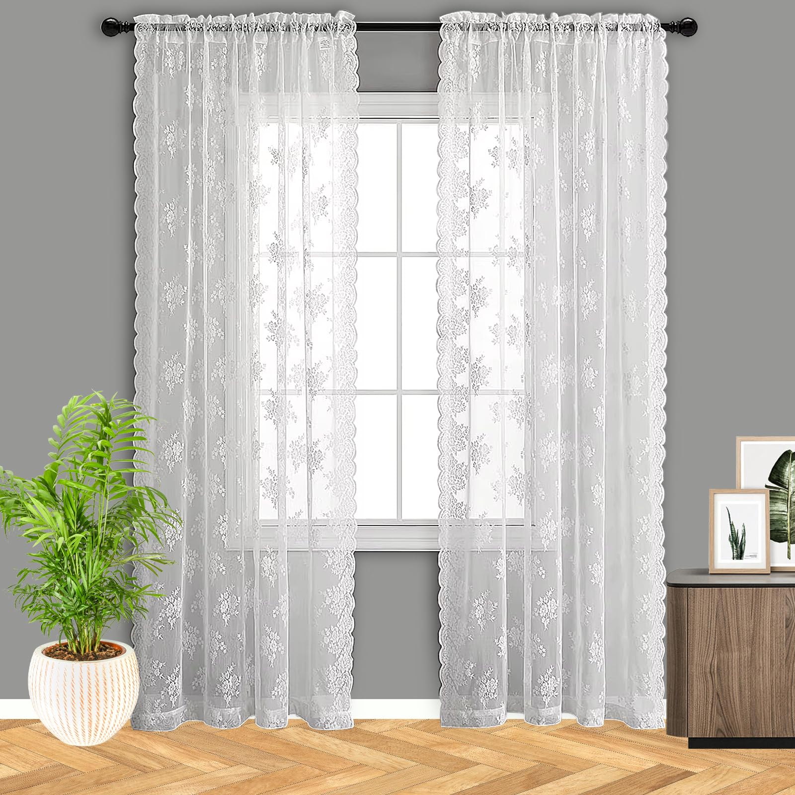 1pz * in Pizzo * * Fresca e * * per Finestra, Tende con * per * Adatte per Soggiorno Camera da Letto Cucina, Decorazioni per Finestre e Porte, Pannello Copriarmadio