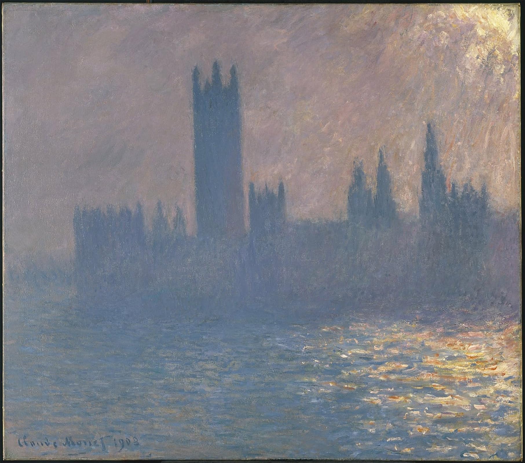 ARTXLXXBN Famous Painting Art Wall Decor Abstract Art Picture the Sunshine Parliament by Claude Monet Animal Pictures for Home Decor 60x90cm