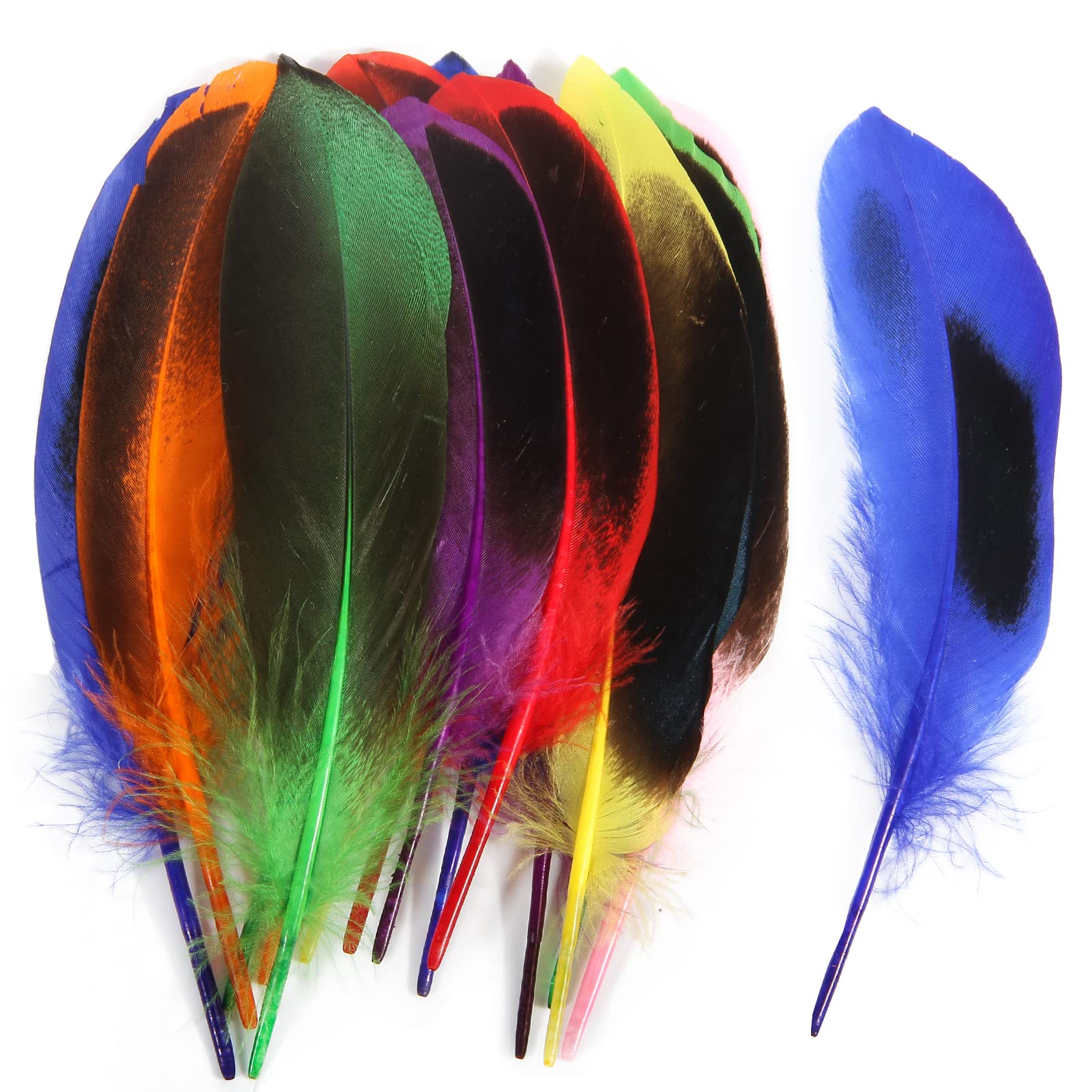 THARAHT 120pcs Mix Colur Mallard Duck Feathers 4-6 inch 10-15cm Bulk for Crafts Carnival Handwork Clothing Costumes Hair Hats Crafts Home Wedding Party Decoration Duck Feathers