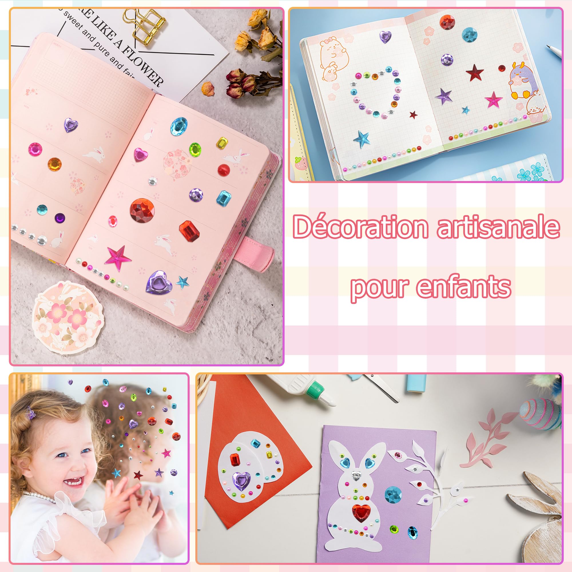 Strass Autocollant, 2442 Pièces Strass Visage Festival, Paillettes Visage Autocollants, Auto-Adhésifs Diamant Gem Différentes Formes Gem Cristal Acrylique pour Maquillage Ongles Décoratives