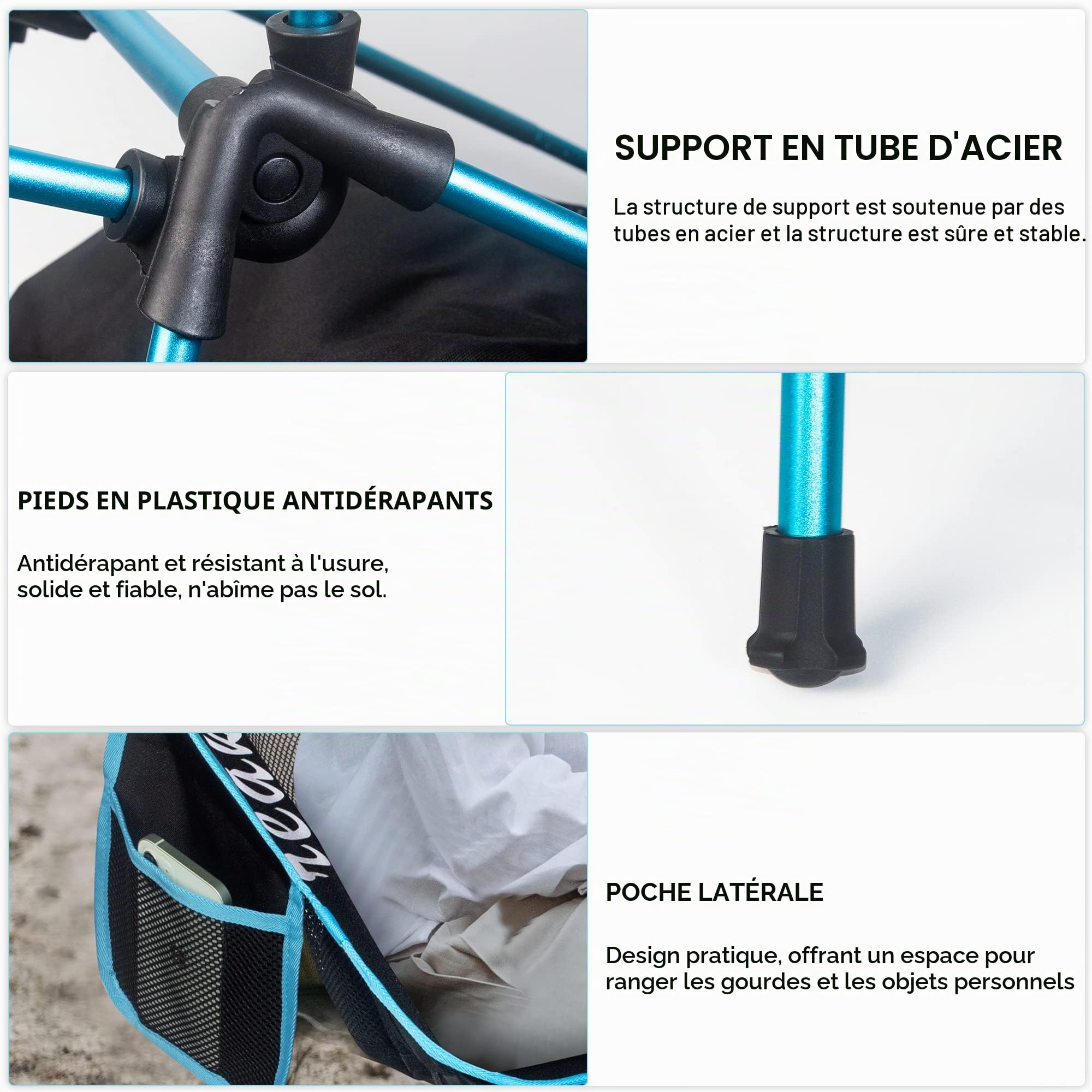 reakoo Chaises de Camping Pliantes Portable Lot de 2, Compacte Ultra Légère et Portable Chaise Pliante Camping, avec Sac de Transport pour l'extérieur, Plage, Pêche, Pique-Nique