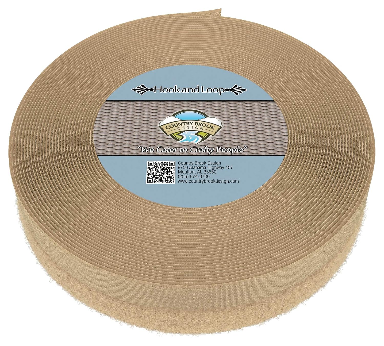 Country Brook Design 1 Inch Non-Adhesive Sew On Hook and Loop Fastener (Beige, 50 Yards)