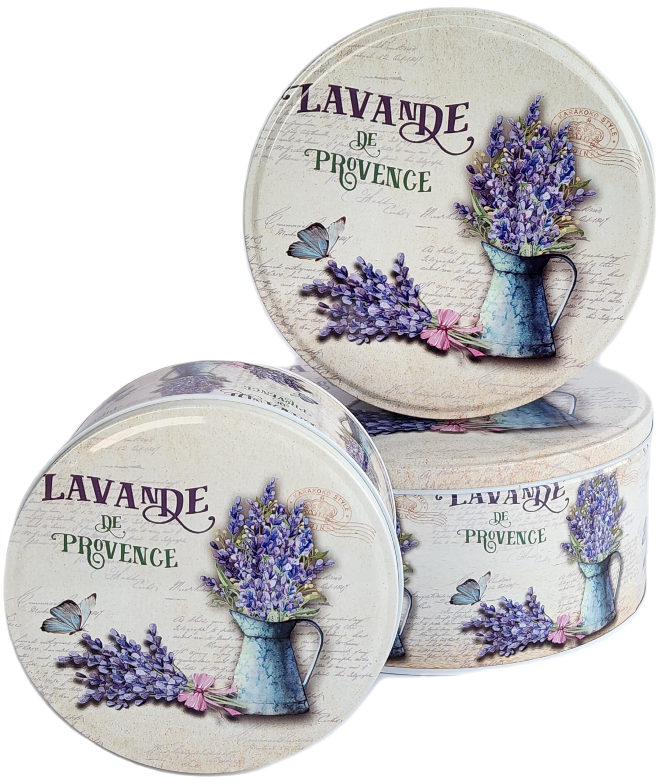 hadaaya Set of 3 Lavender Metal Nesting Tins, Kitchen Storage Container, Cookie Canister Tin Set With Lid For Storing Baked Goods, Chocolates, Cakes, Easter Party Favors and more