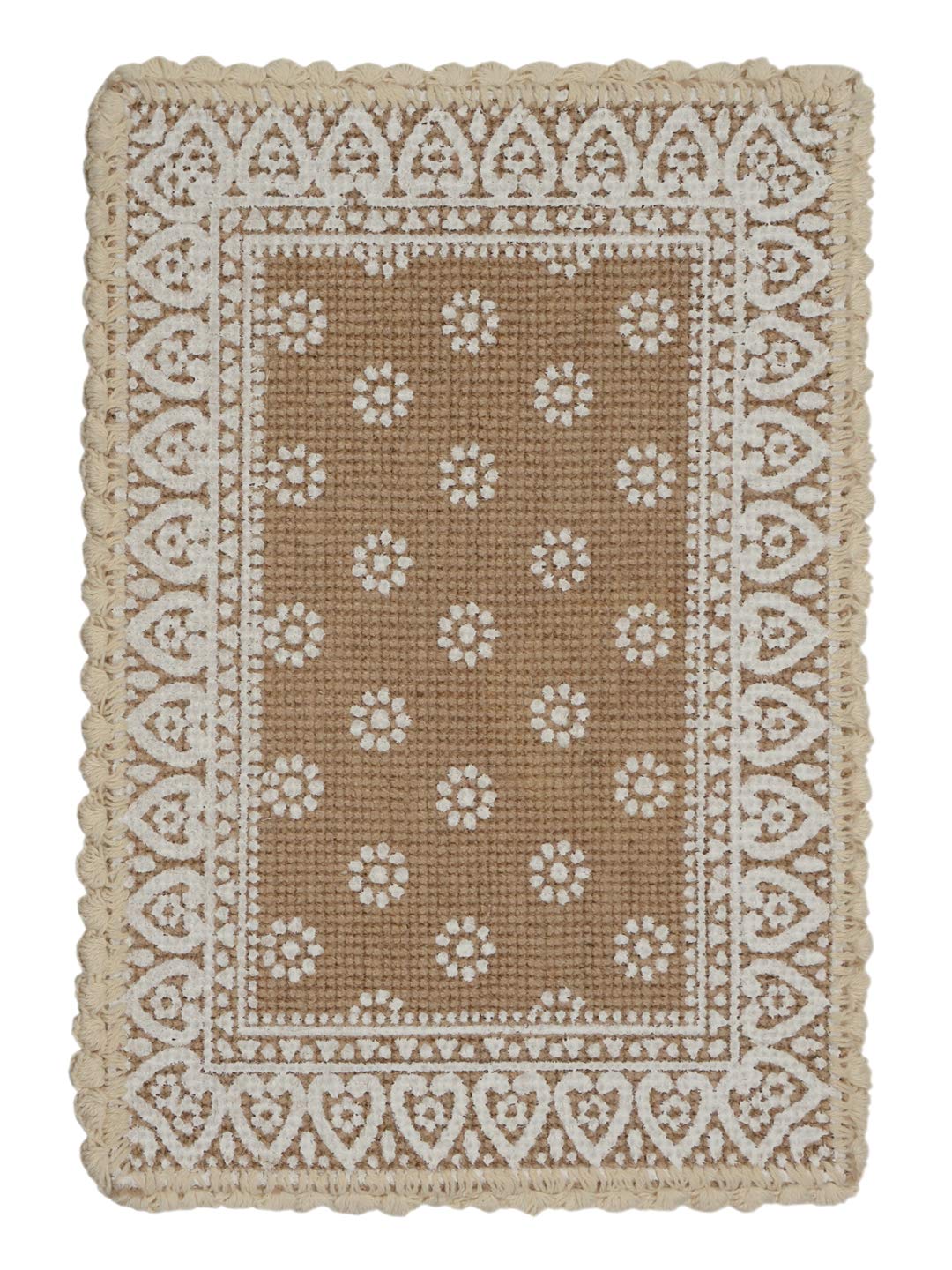 SARAL HOME EASY LIVING Decorative Jute Printed Rectangular Table Placemat (33x45 Cms, Beige) -Pack of 2 1