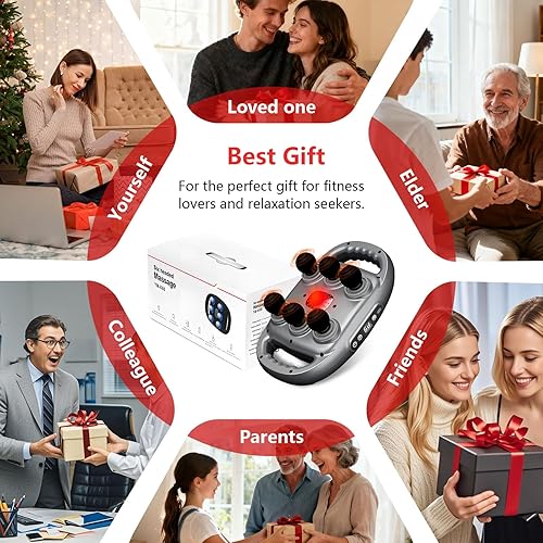 Miniatura 7 de Pistola de masaje de 6 cabezas de tejido profundo con 9 niveles y 9 modos, adecuada para espalda, piernas, cintura, caderas de cuerpo completo,