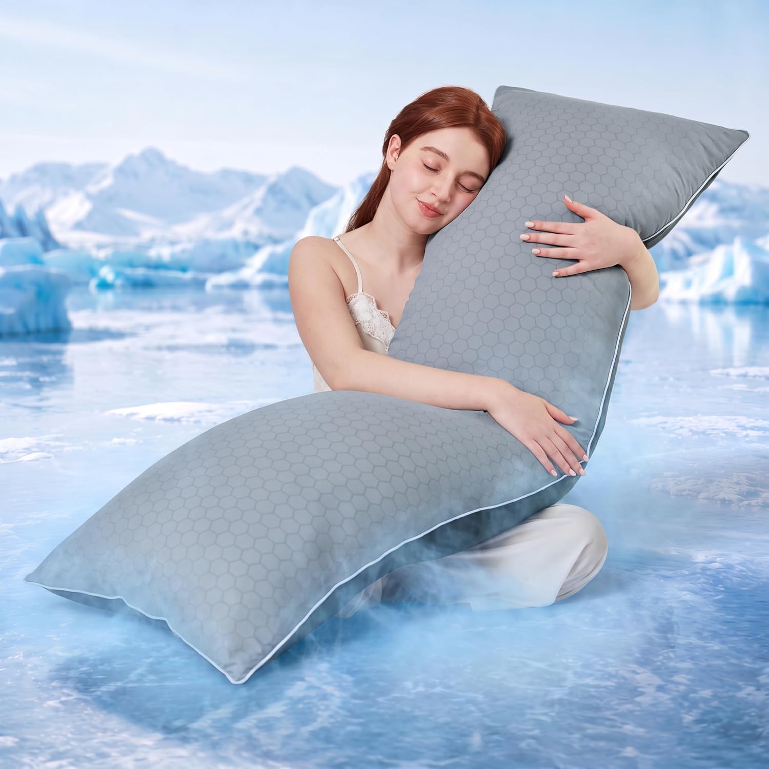 YZ HOME Cooling Body Pillow for Adults,Cold Touch Fabric(Dark Grey,20"x54")