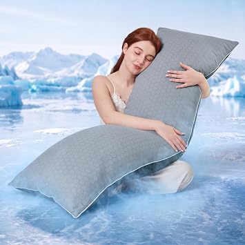 YZ HOME Cooling Body Pillow for Adults,Cold Touch FabricDark Grey,20"x54" | Body Pillow for Side Sleeper,Shredded Memory Foam,Removable Washable Cover