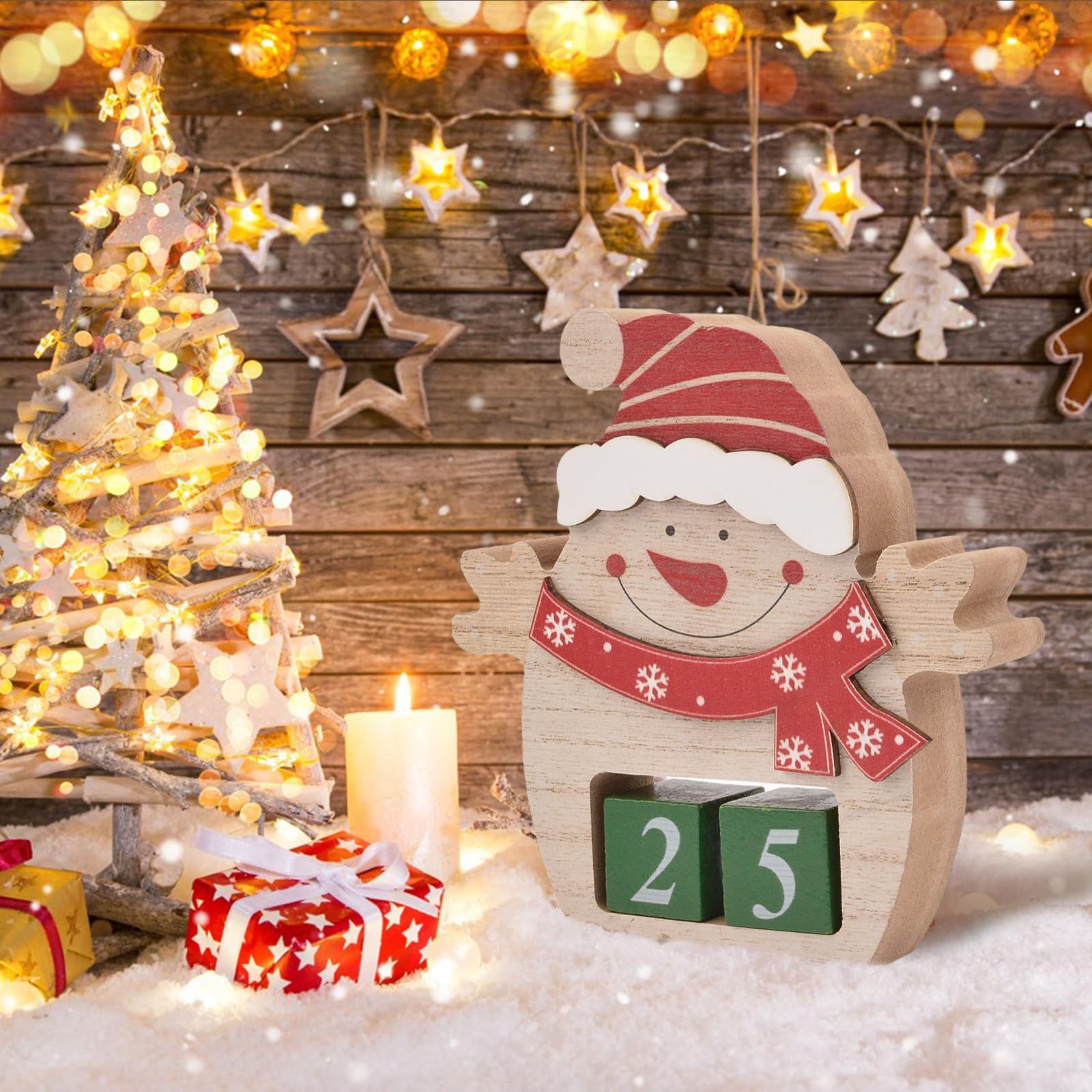 MOROBOR Calendario Dell'Avvento In Legno Fai Da Te: Decorazione Natalizia Con Pupazzo Di Neve E Cubi Numerati