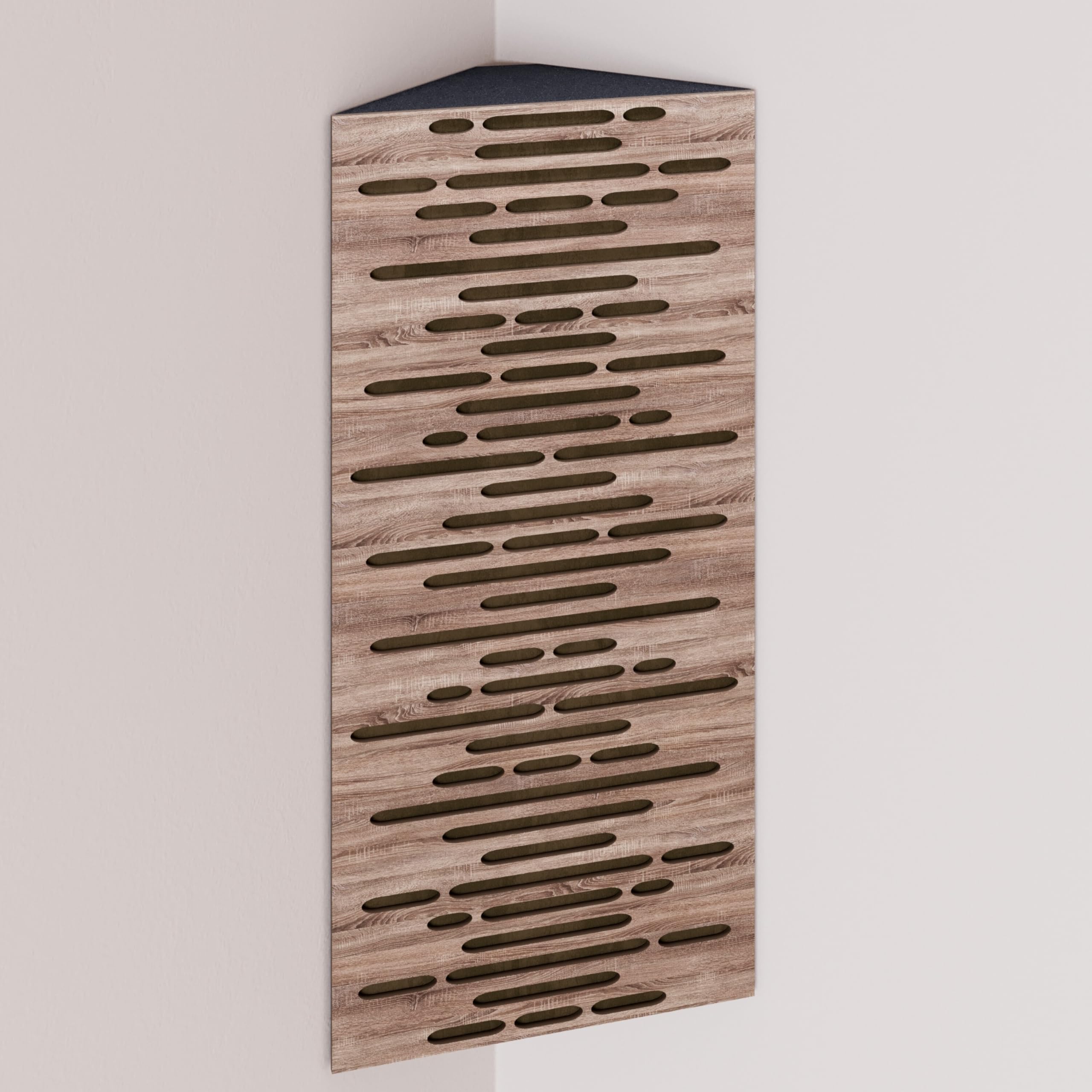 2 Pack — Narrow Acoustic Corner Bass Trap with Velvet Fabric | Diffusion - Reflection - Soundproofing - Insulation | Size: 23x50cm [ WAVE - Sonoma | Beige ]