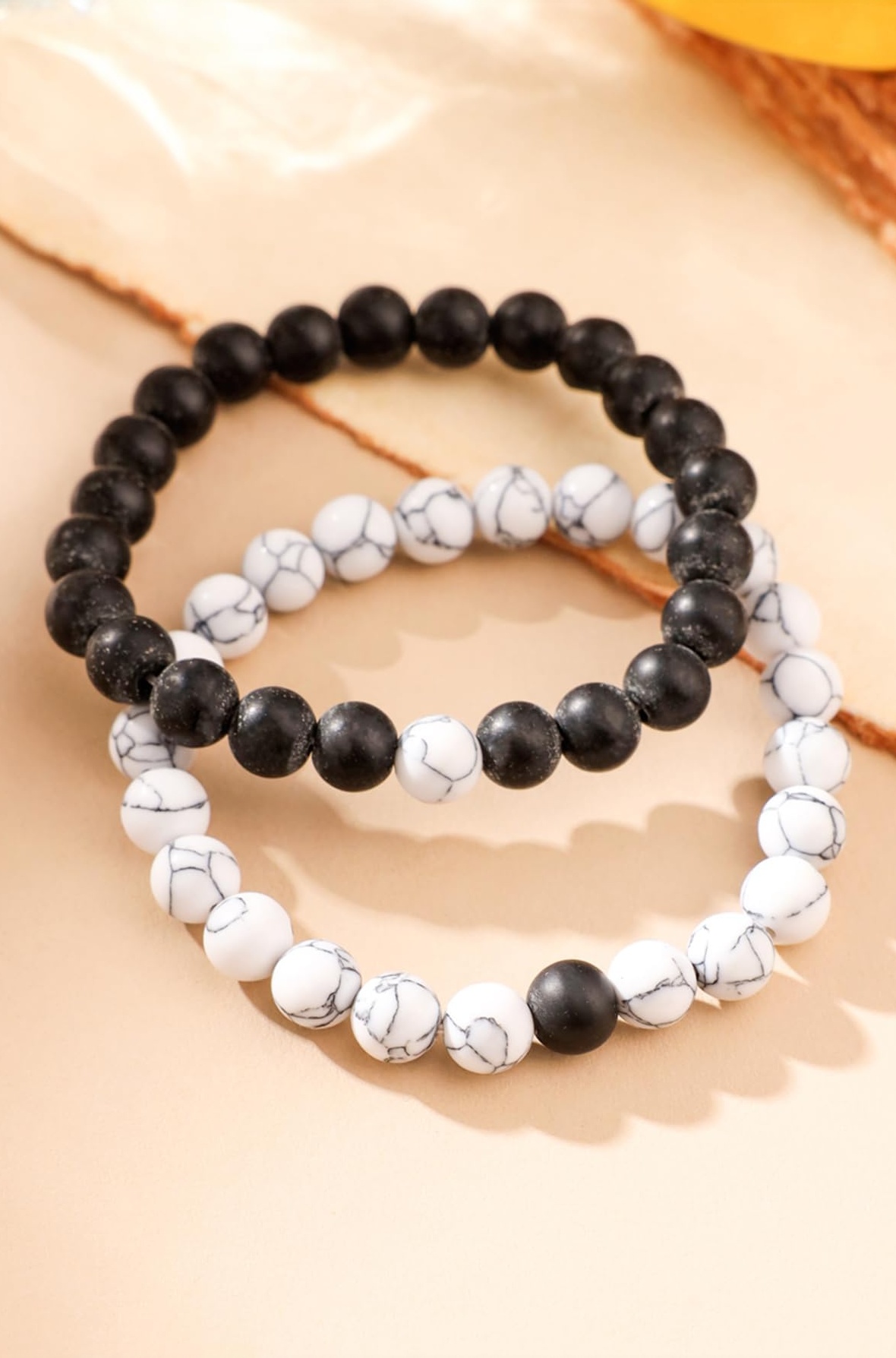 Bracelet for Women & Men | Fashion D'vine White & Black Beads | Couple Bracelets | Accessories Jewellery | Birthday Gift For Women and Men Anniversary Gift for Wife and Husband