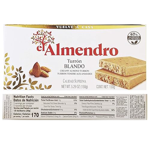 Miniatura 4 de El Almendro Turron 3 Variedades Pack- Yema Tostada Turron (Yema Tostada) 7.5 oz, Alicante Crunchy Turron 5.23 oz, Cremoso Almendro Turron Soft 5.23