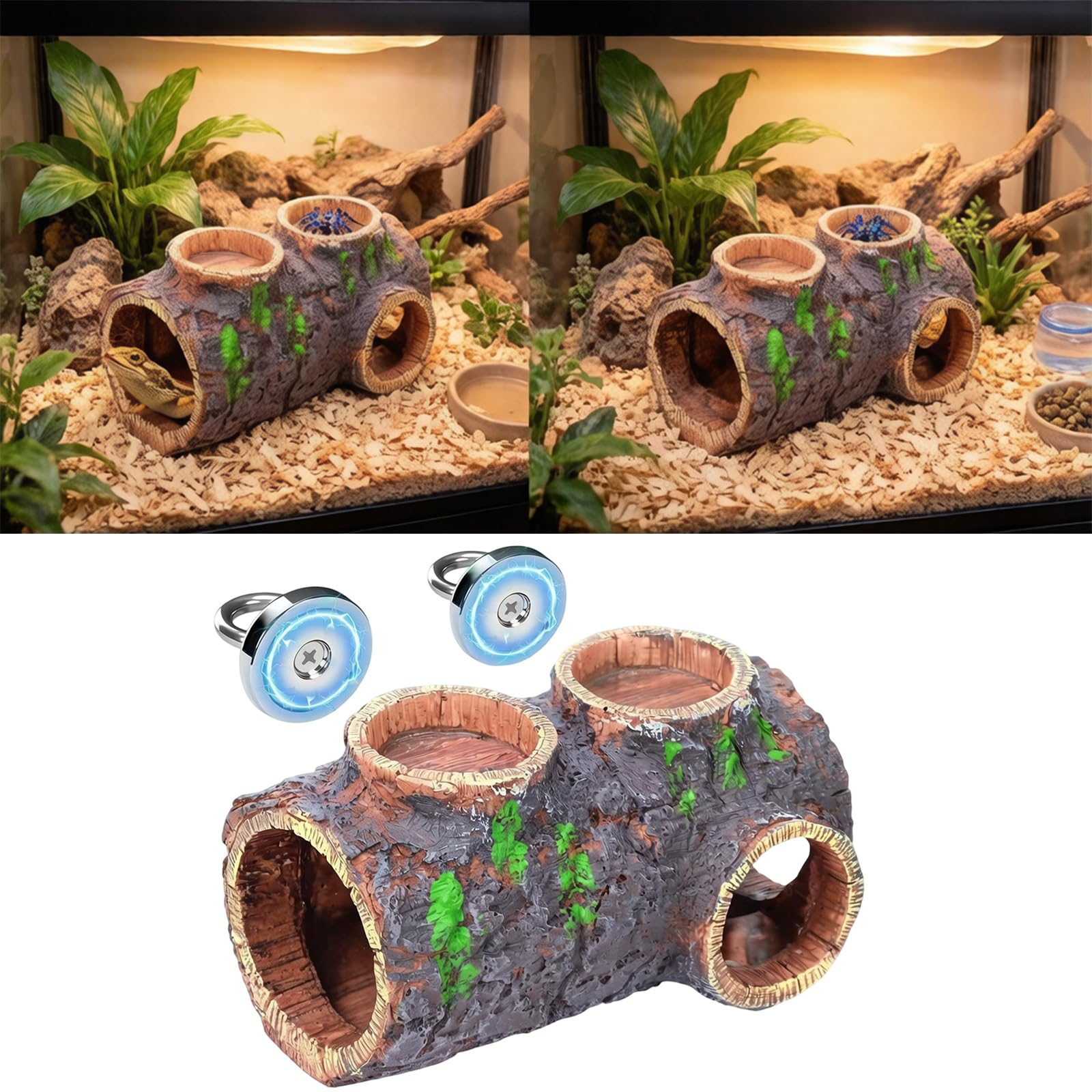 ordinarYone Hideaway Shelter Reptiles Cueva Waterer y comederos para terrarios y acuarios, mascotas reptiles escondite cueva