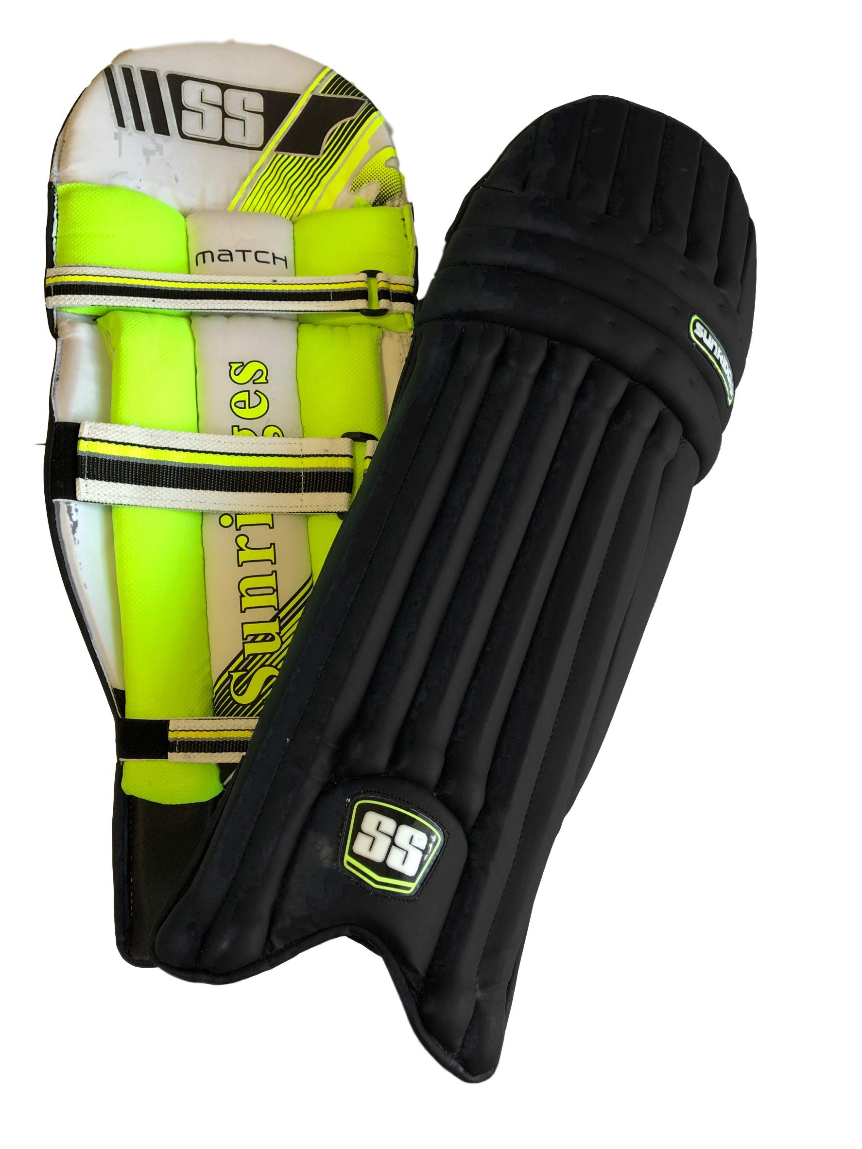 SS Cricket Match Premium Batting Leg Guards - Adult and Junior Size, Choice of Mulitple Colors (Navy, White, Black, Green, Royal Blue)