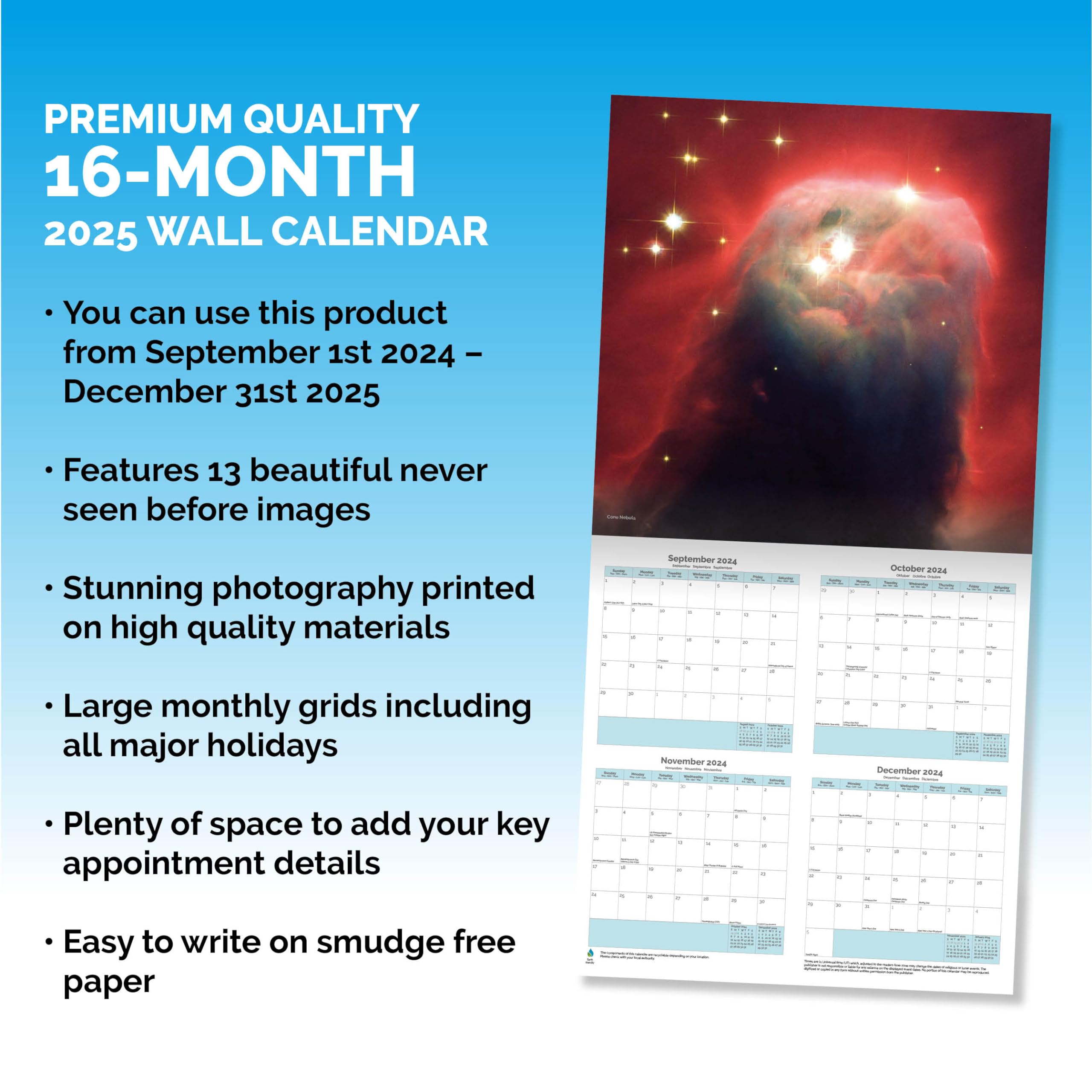 Dayplanner Publishing Astronomy Calendar 2026, Large Square Wall Calendar With Organisational Stickers, 16 Month - Image 3