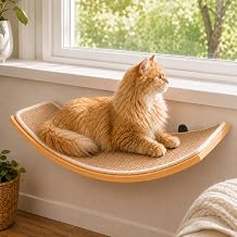 Cat Wall Shelf with Curved Hammock Bed, Wall Mounted Cat Perch
