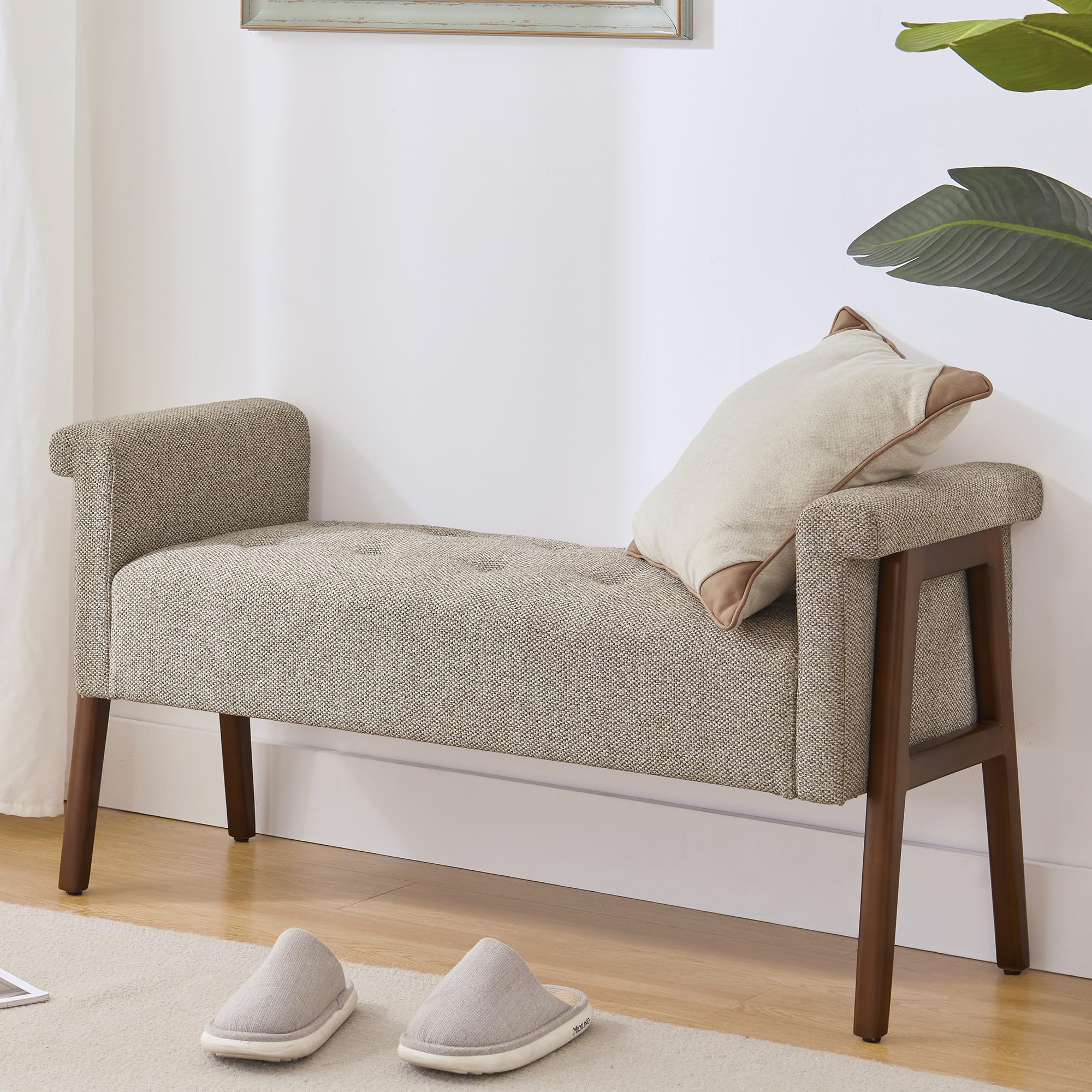 Womina End of Bed Bench, Modern Upholstered Bedroom Bench Indoor Bench with Button Tufted Design, Entryway Bench for Bedroom Living Room Entryway (