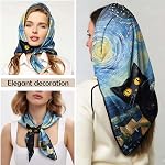 Soie Feeling Echarpe Satin Tête Coiffure Grande Écharpes carrées Bandanas Mode Mignon Esthétique 27.5 Femmes filles