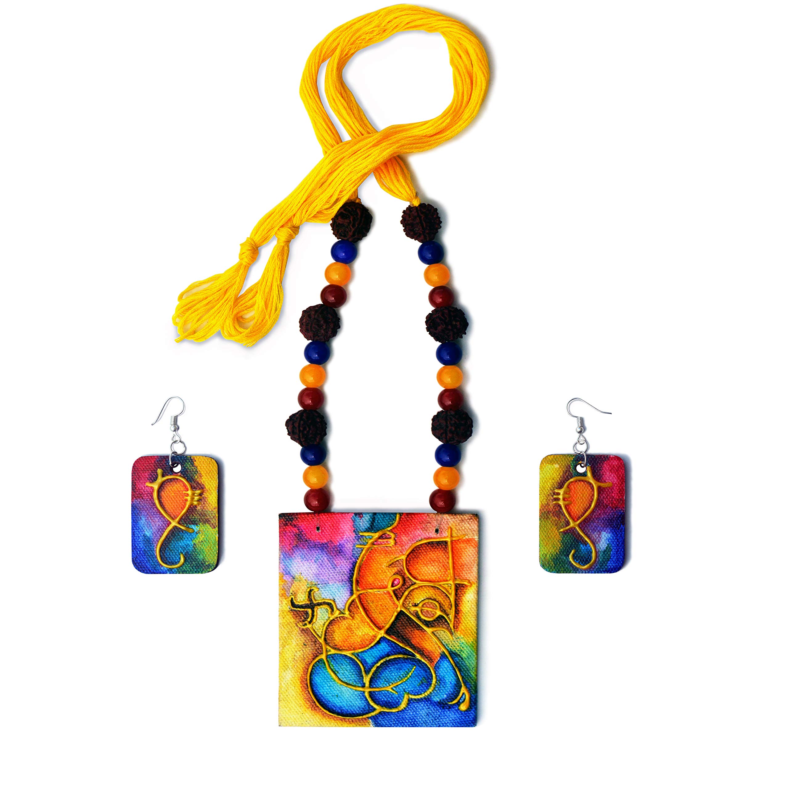 Karukala Handicraft Canvas Ganesha Painting Digital Style Necklace Set Handmade & Crafted by Artisan Jewellery Set For Women & Girls(Colour-Yellow, Size- Free) (B08FYVP34K) Amazon Price History, Amazon Price Tracker