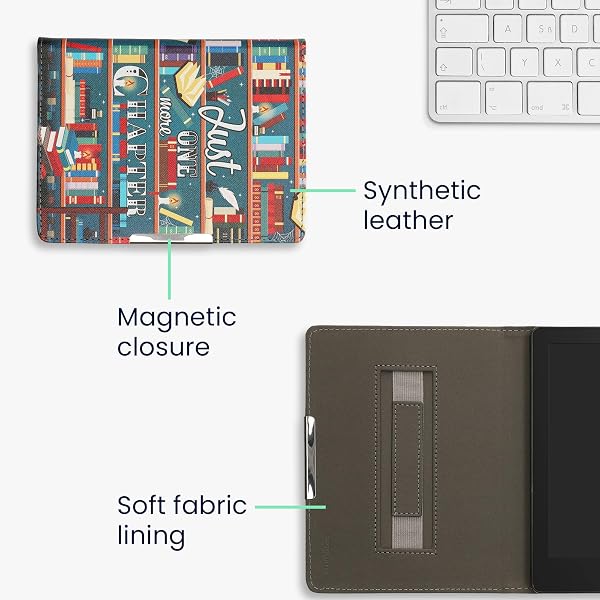kwmobile Étui Compatible avec Kobo Aura H2O Edition 2 Coque - Étui à Rabat magnétique Tablette eReader Similicuir avec Sangle - Multicolore - 5