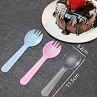 Vista 2 de 100 tenedores desechables de plástico duradero y ecológicos, tenedores y cucharas 2 en 1, ideales para almuerzos escolares, pícnics o restaurantes