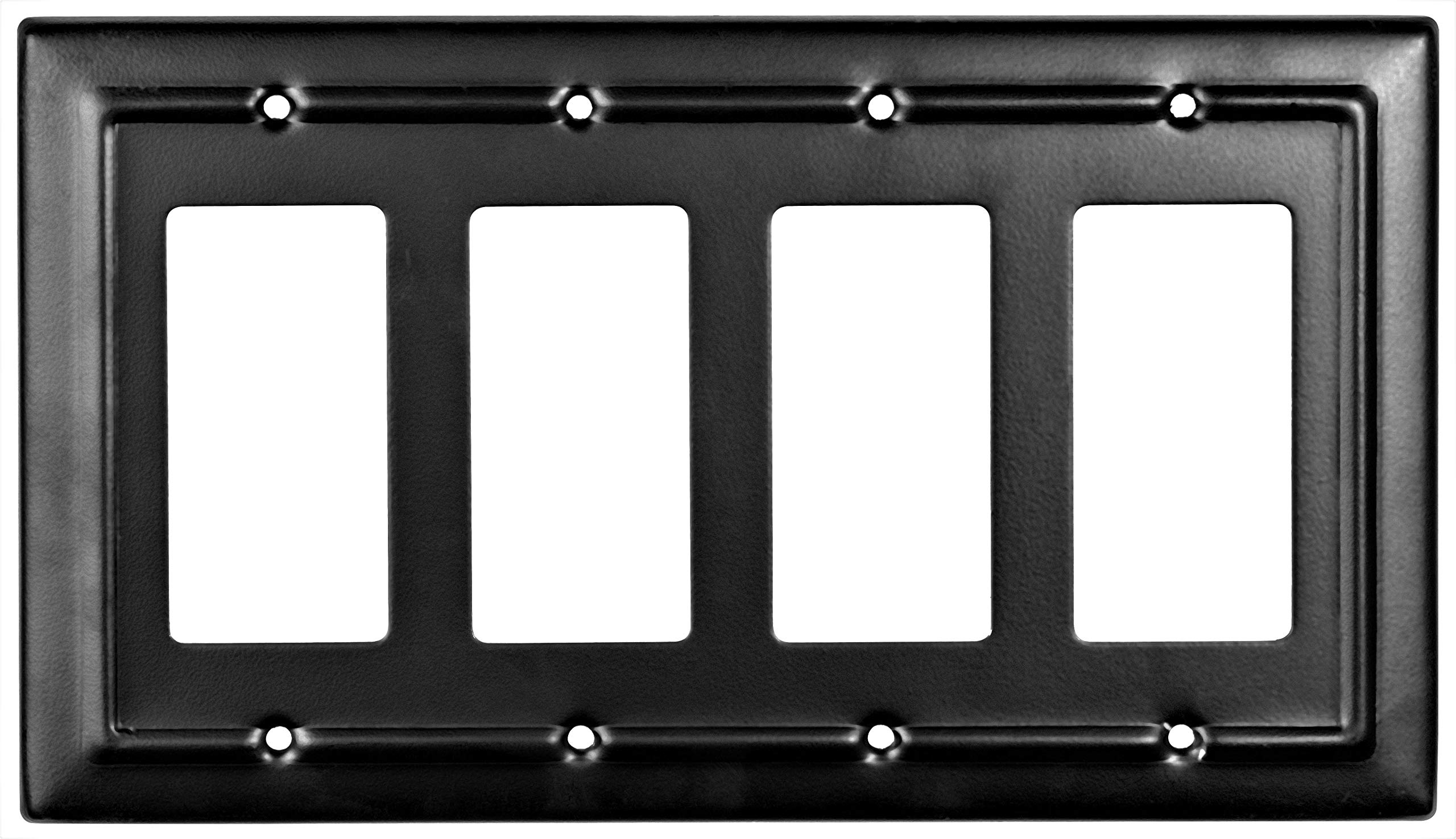 Monarch Abode19160 Architectural Quad Rocker Wall Switch Plate, 4-Gang, Matte Black