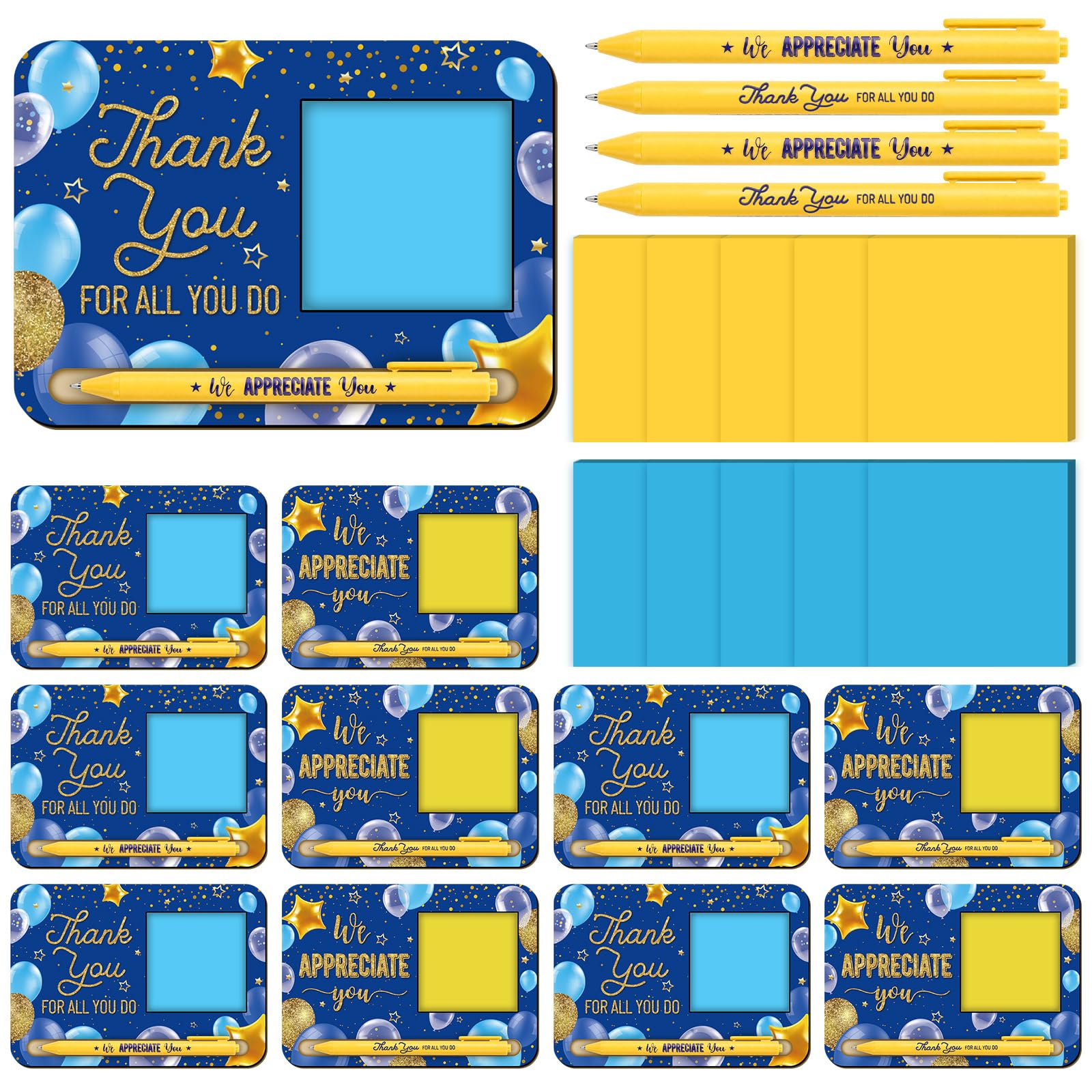Kosiz 10 Set Wooden Sticky Note Holder Kit, Appreciation, Blue
