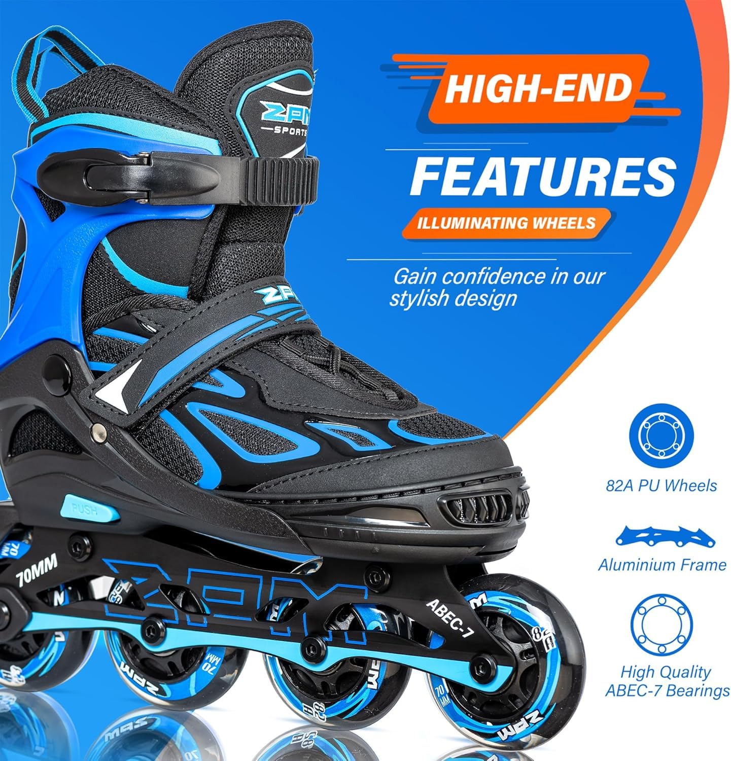 2PM SPORTS Brice Pattini in Linea Regolabili, Divertente Inline Skates per Bambina e Bambino e Bambini e Ragazzi