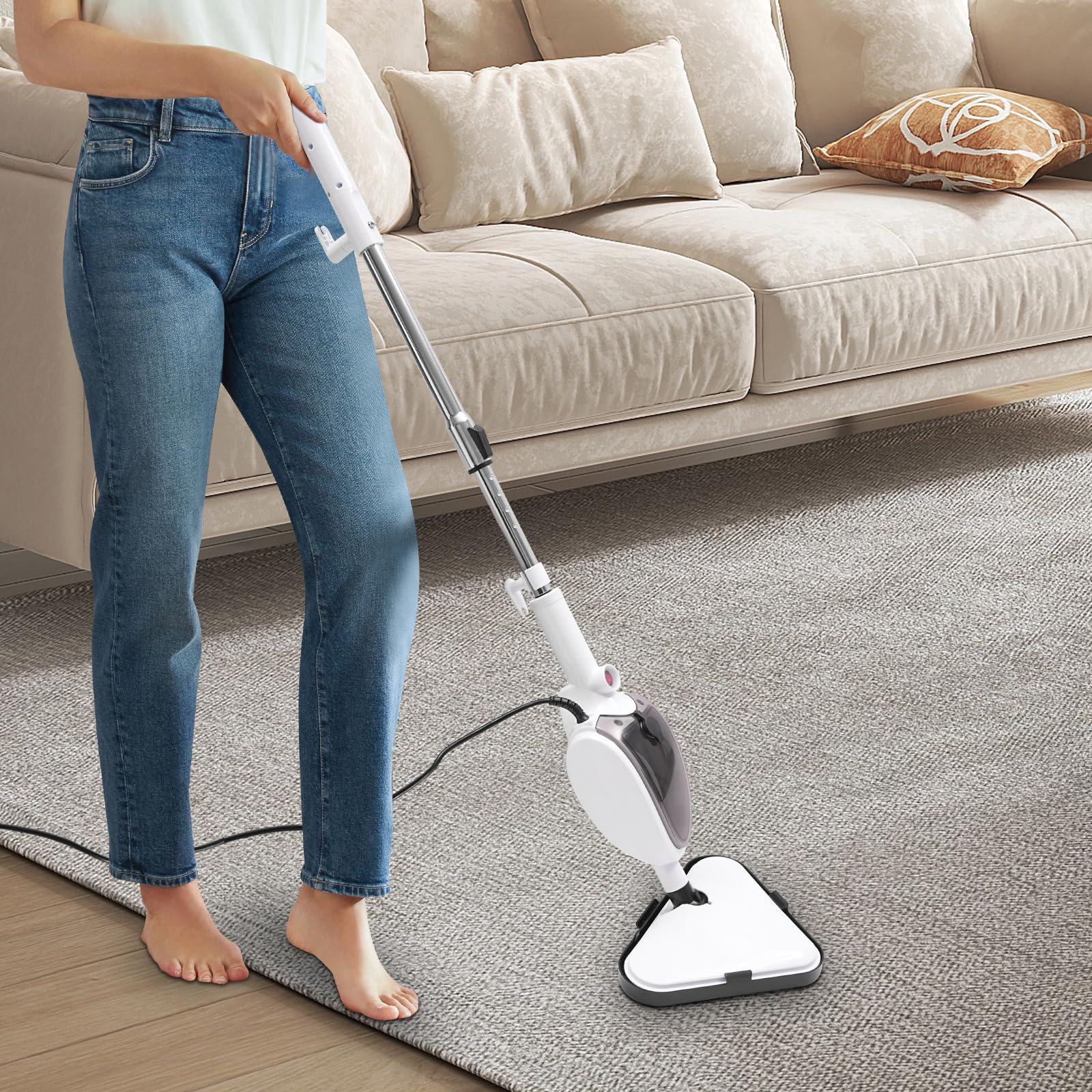 Dampfreiniger Handgerät Steam Boden Dampfreiniger Dampfmop 1300W 230°F Heißdampf Kabellos Bodenreiniger Für Hartböden Fliesen Laminat Marmor Haushalt