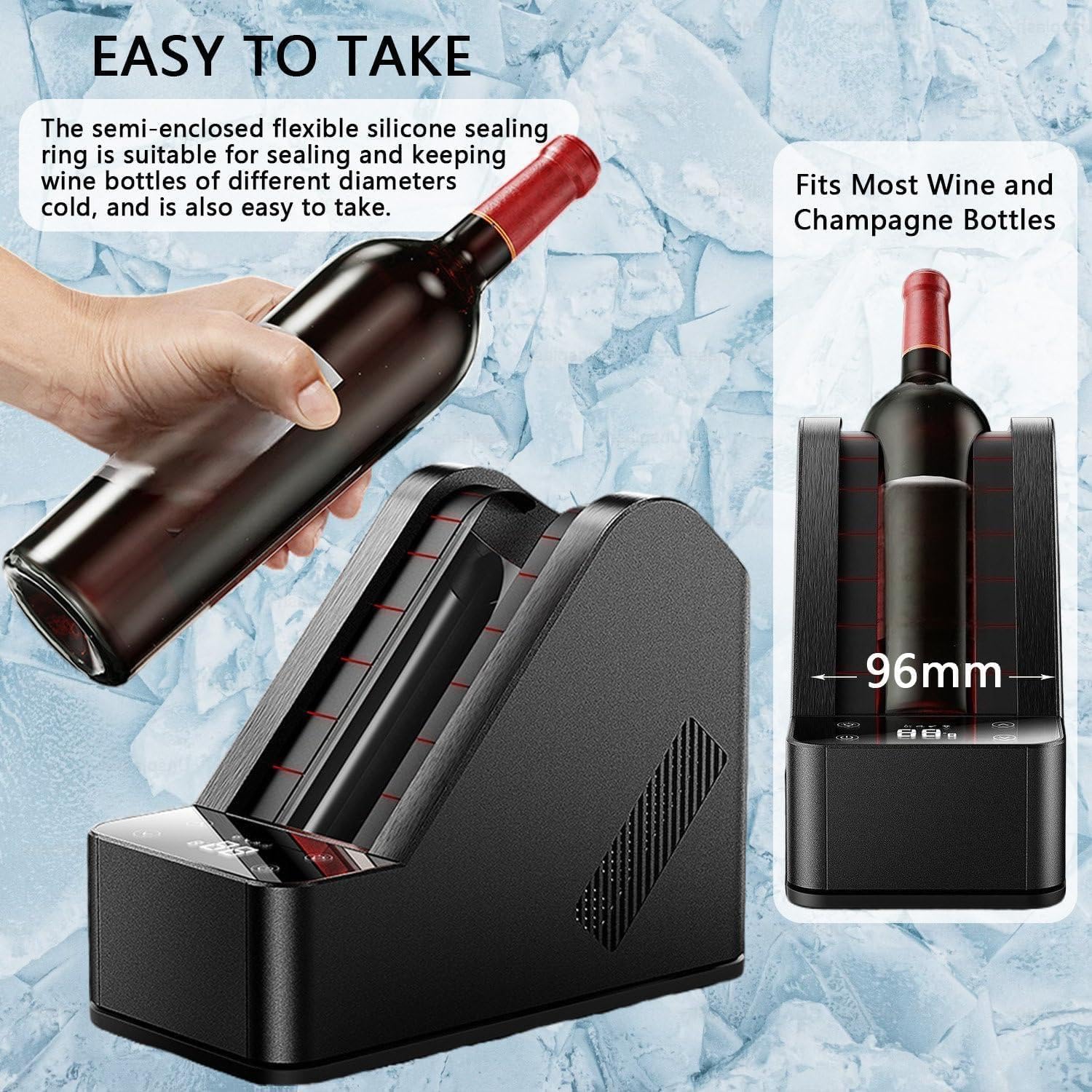 Enfriador de vino, 750 ml, enfriador portátil de botellas sin hielo para vino tinto y champán, enfriador de botella individual, ideal para fiestas, gran regalo para los amantes del vino