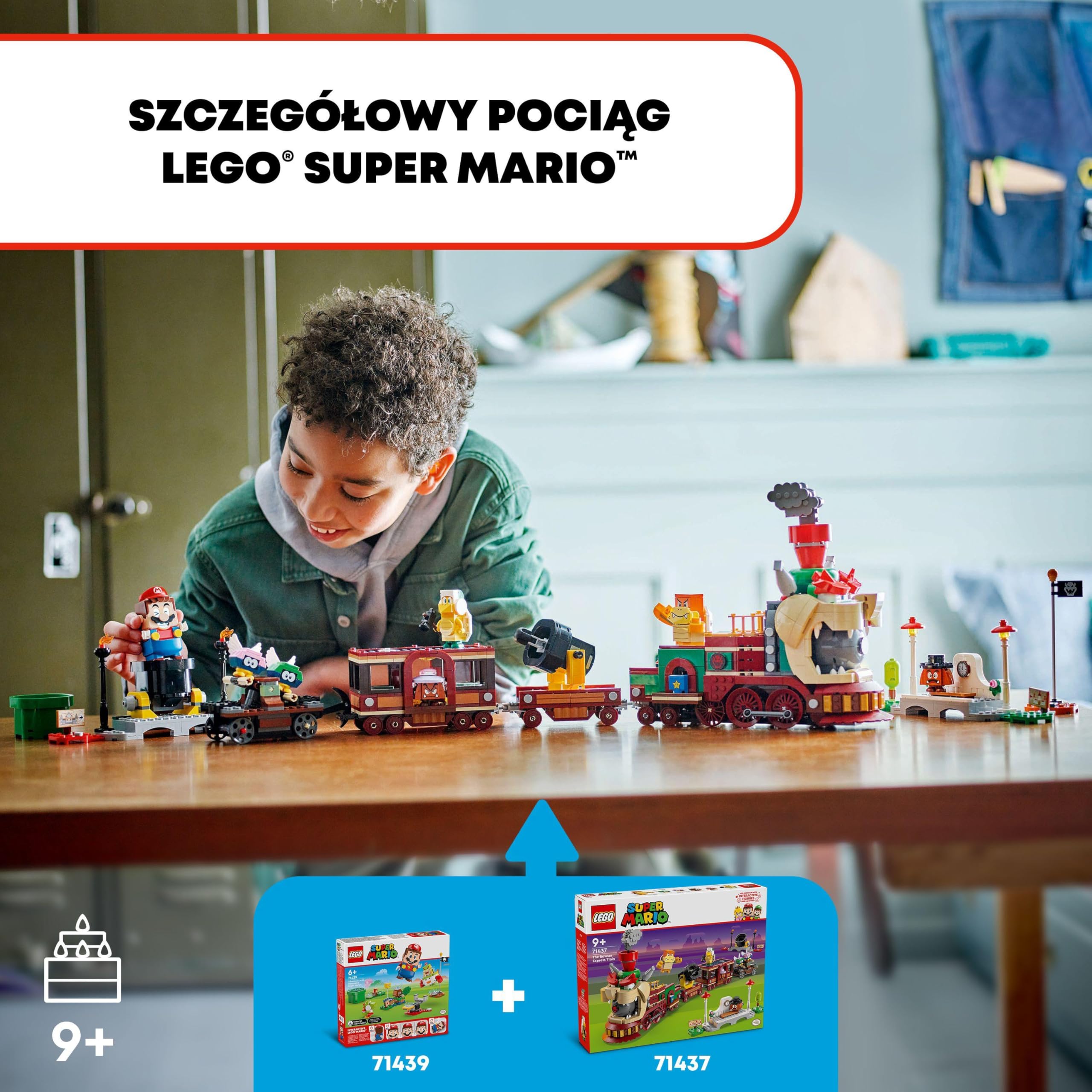 LEGO Super Mario Bowser i pociąg ekspresowy, Interaktywna Zabawka dla Dziecka, Kolejka do Zbudowania z 6 Figurkami w tym Hammer Bro i 2 Goomby, Prezent dla 9-latka, dla Chłopca i Dziewczynki, 71437