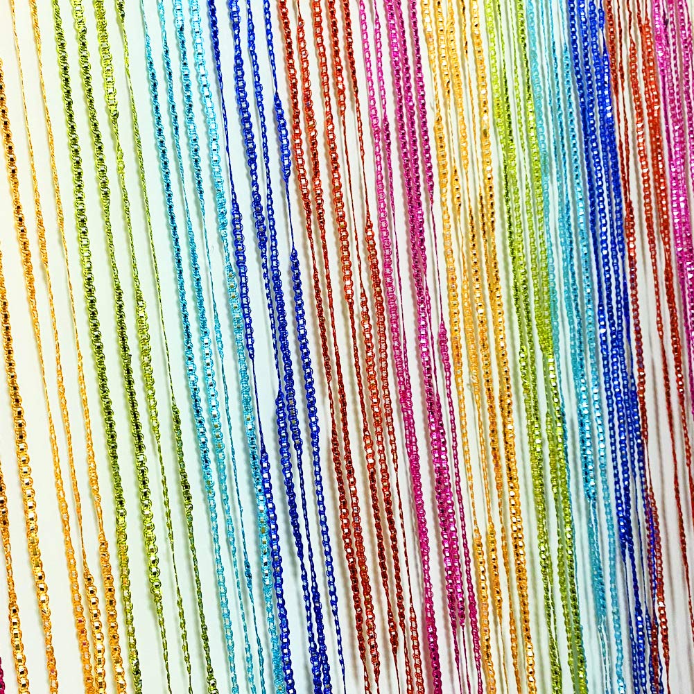 CHICTIE Door String Curtains,39x79 Inch Wall Panel Fringe Window Room Divider Blind,Home Patio Bedroom Decorative Tassel Screen Ribbon Strings Strip Silver Thread Screen for Wedding Party Event