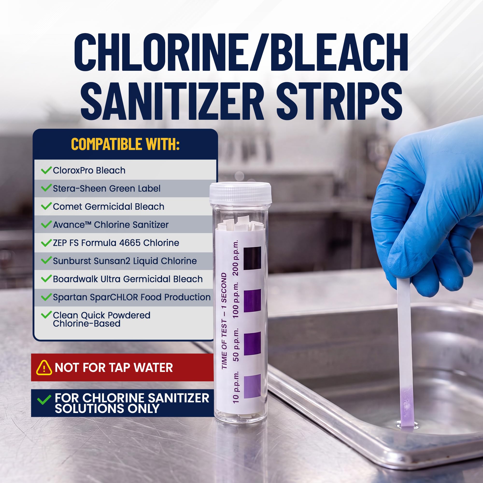 FryOilSaver Co. Chlorine Test Strips, 0-200PPM, 100 Sanitizer Strips — Amazon image 3